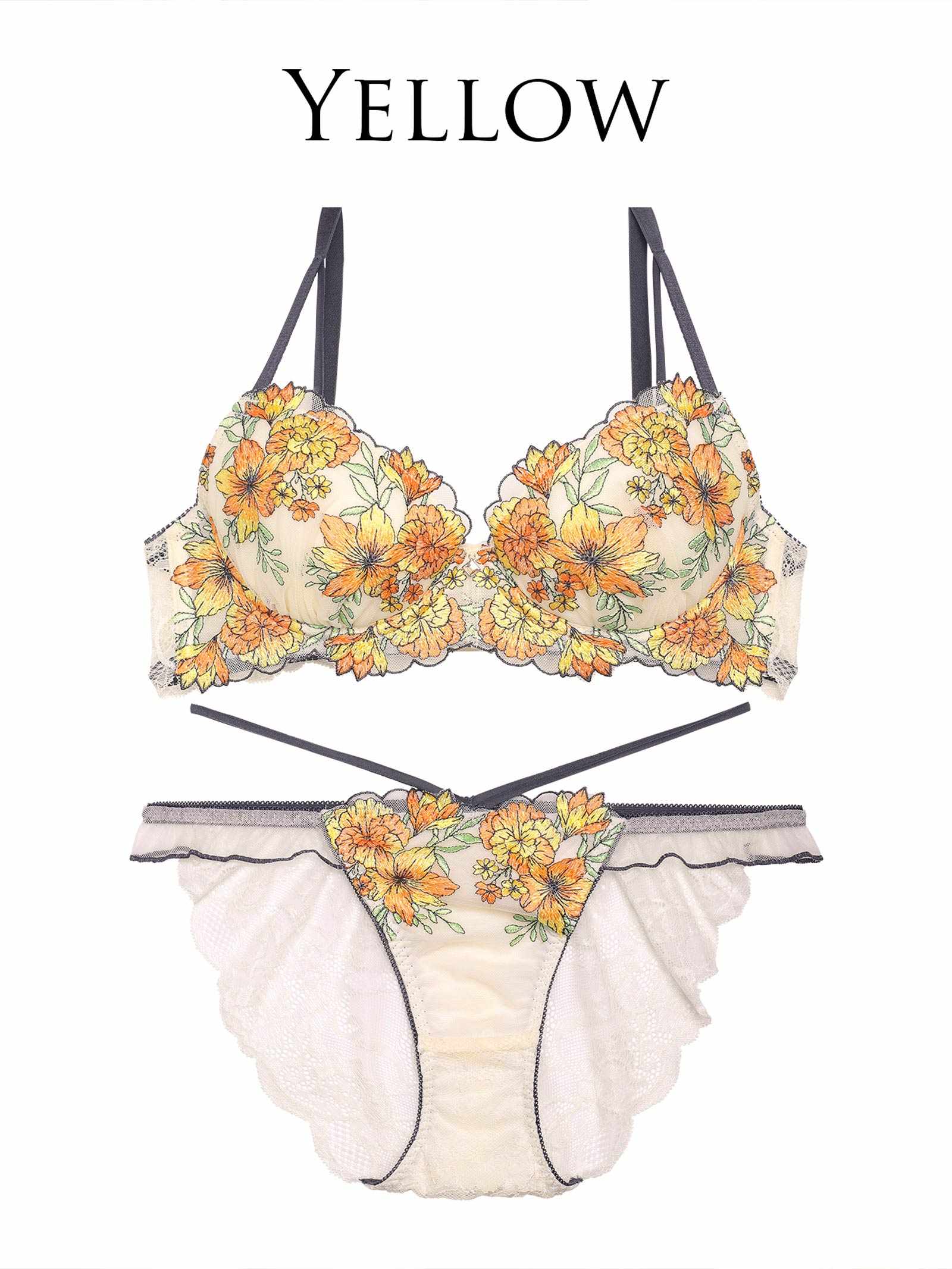 1/24新作!【永尾まりや着用】【Reinest】メロウフラワーエデンブラジャー&バック透けフルバックショーツ