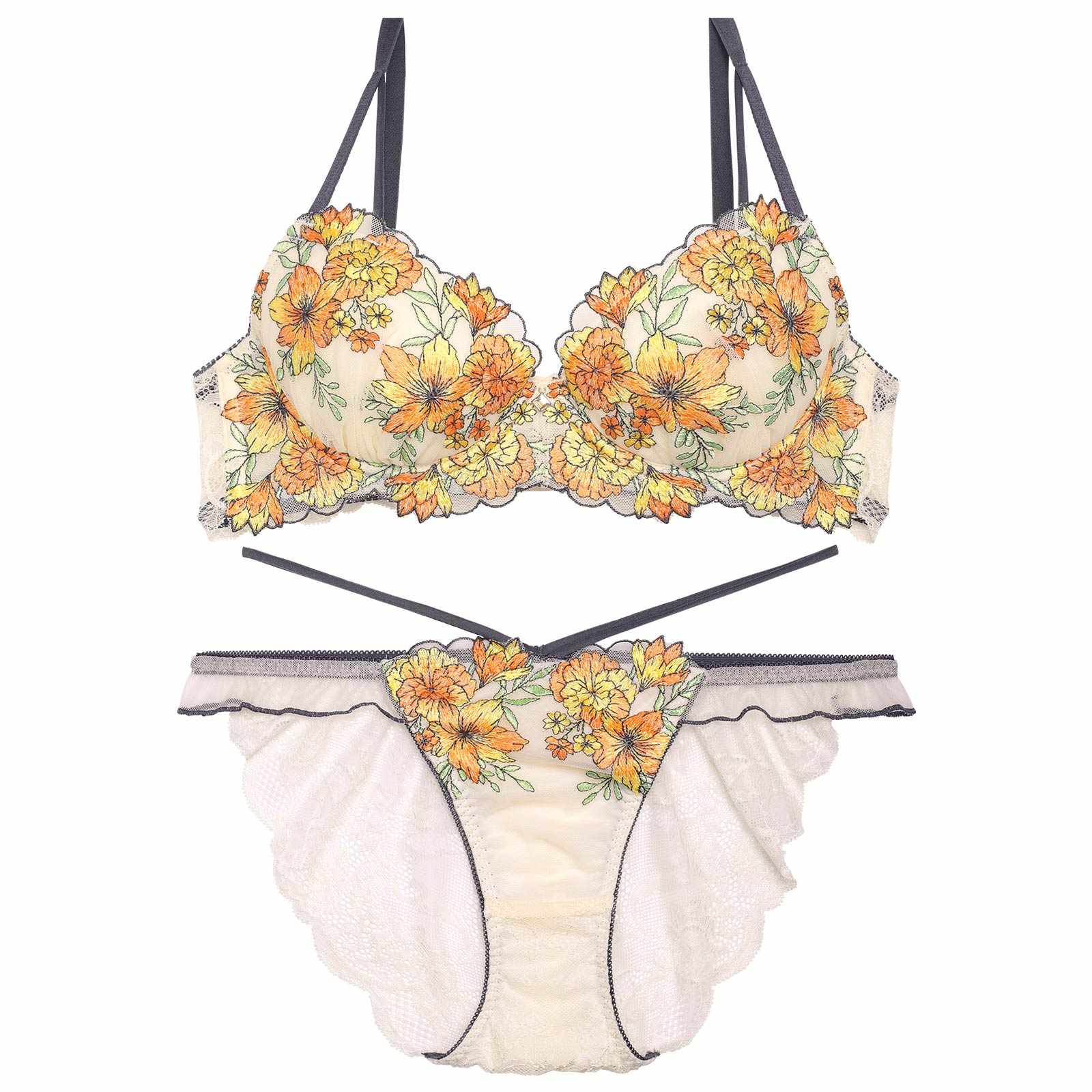 【永尾まりや着用】【Reinest】メロウフラワーエデンブラジャー&バック透けフルバックショーツ