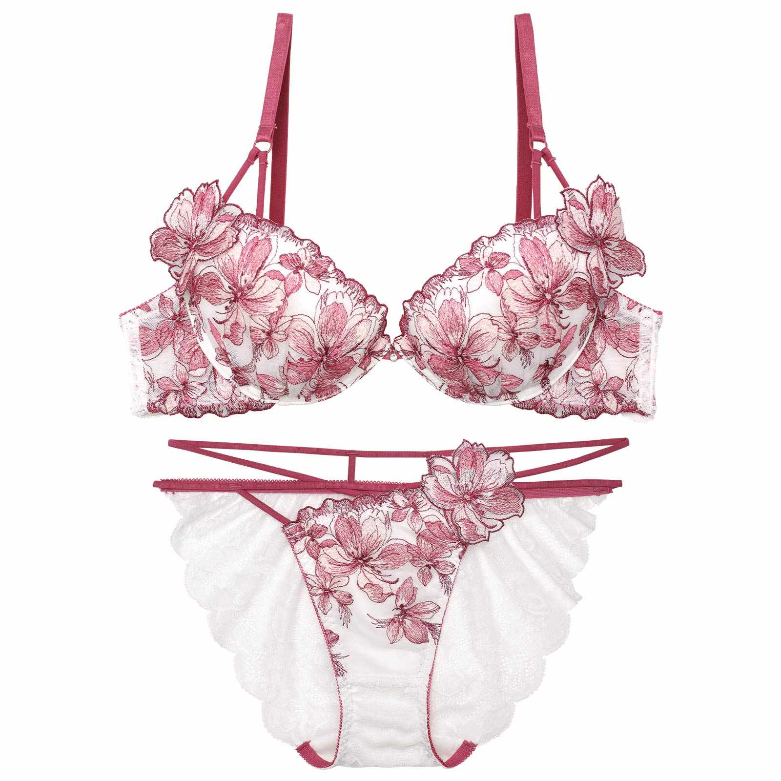 【永尾まりや着用】【Reinest】フェアリーチェリーブロッサムブラジャー&バック透けフルバックショーツ