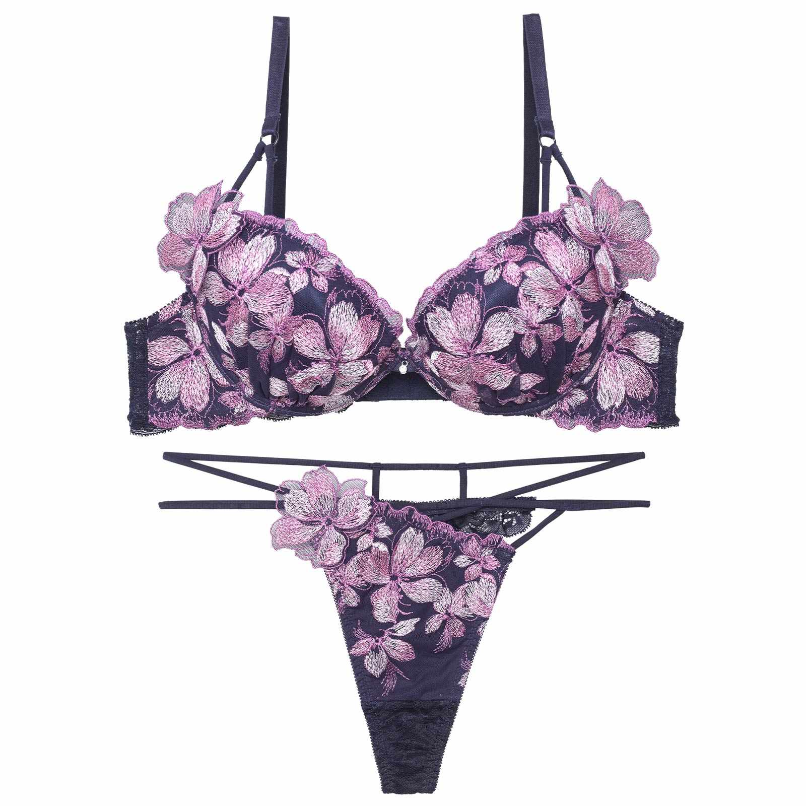 【永尾まりや着用】【Reinest】フェアリーチェリーブロッサムブラジャー&バック透けTバックショーツ