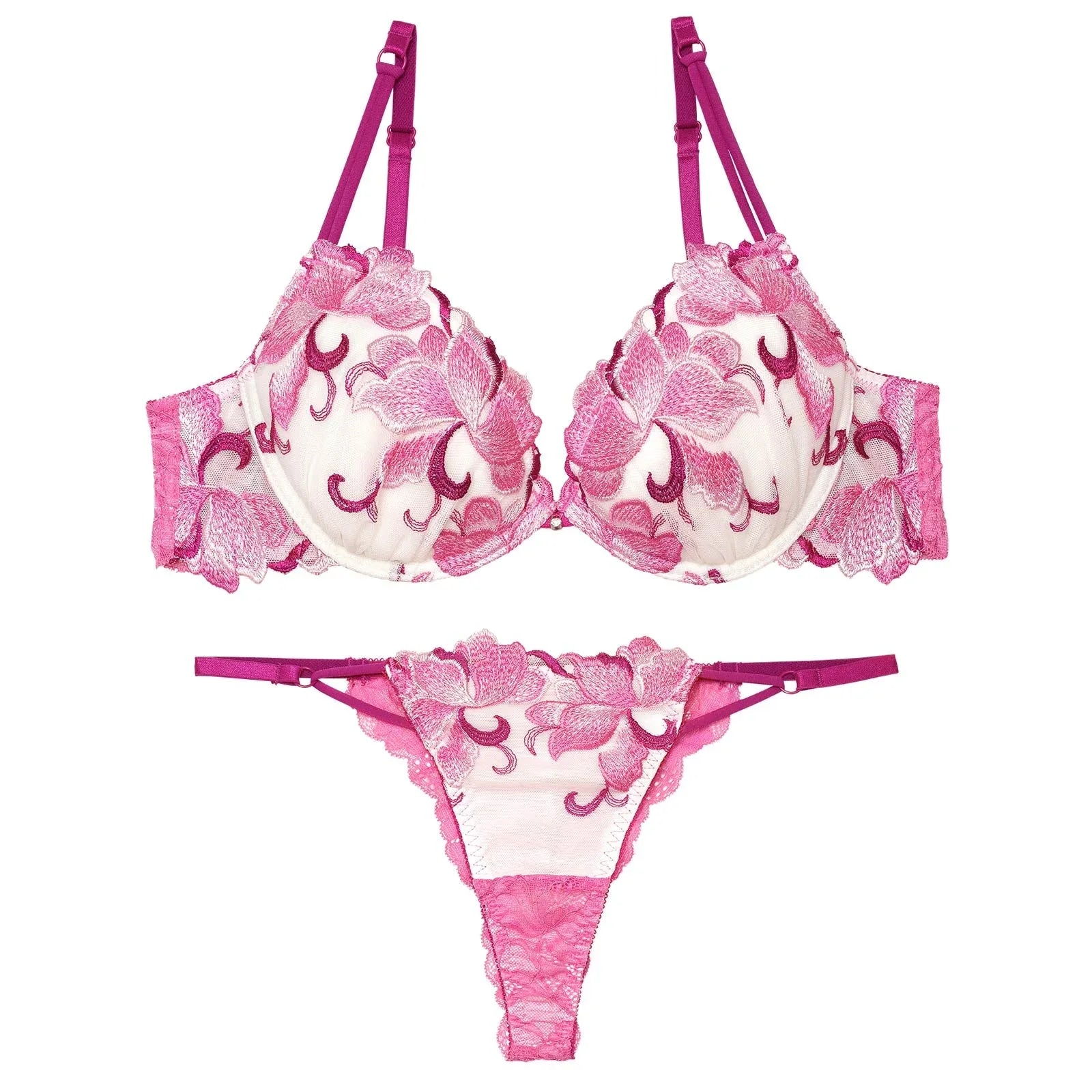 【永尾まりや着用】【Reinest】ルミナスクイーンフラワーブラジャー&バック透けTバックショーツ - 【公式】247Lingerie