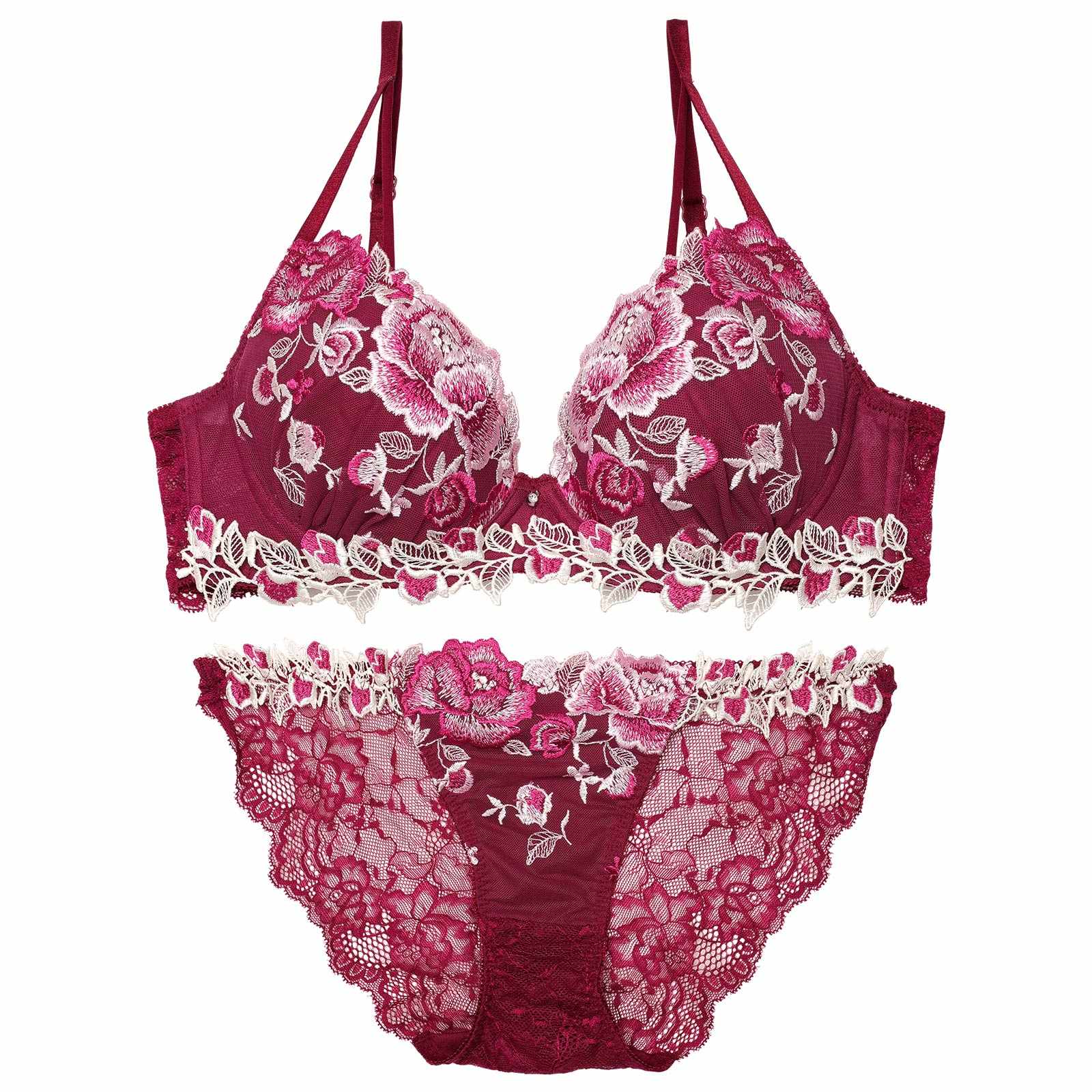 【永尾まりや着用】【Reinest】リュクスローズブーケブラジャー&バック透けフルバックショーツ