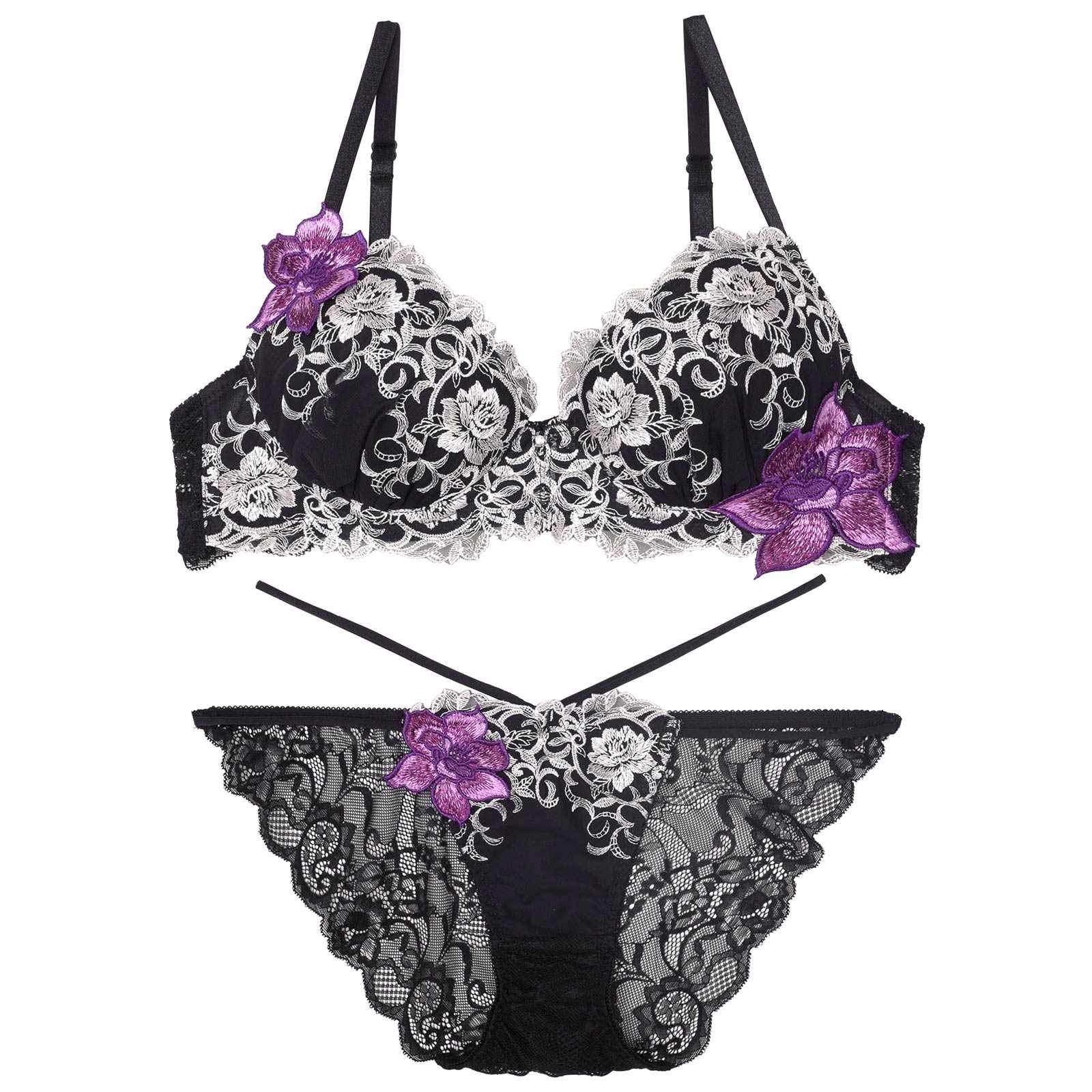 【永尾まりや着用】【Reinest】ロイヤルアイビーローズブラジャー&バック透けフルバックショーツ