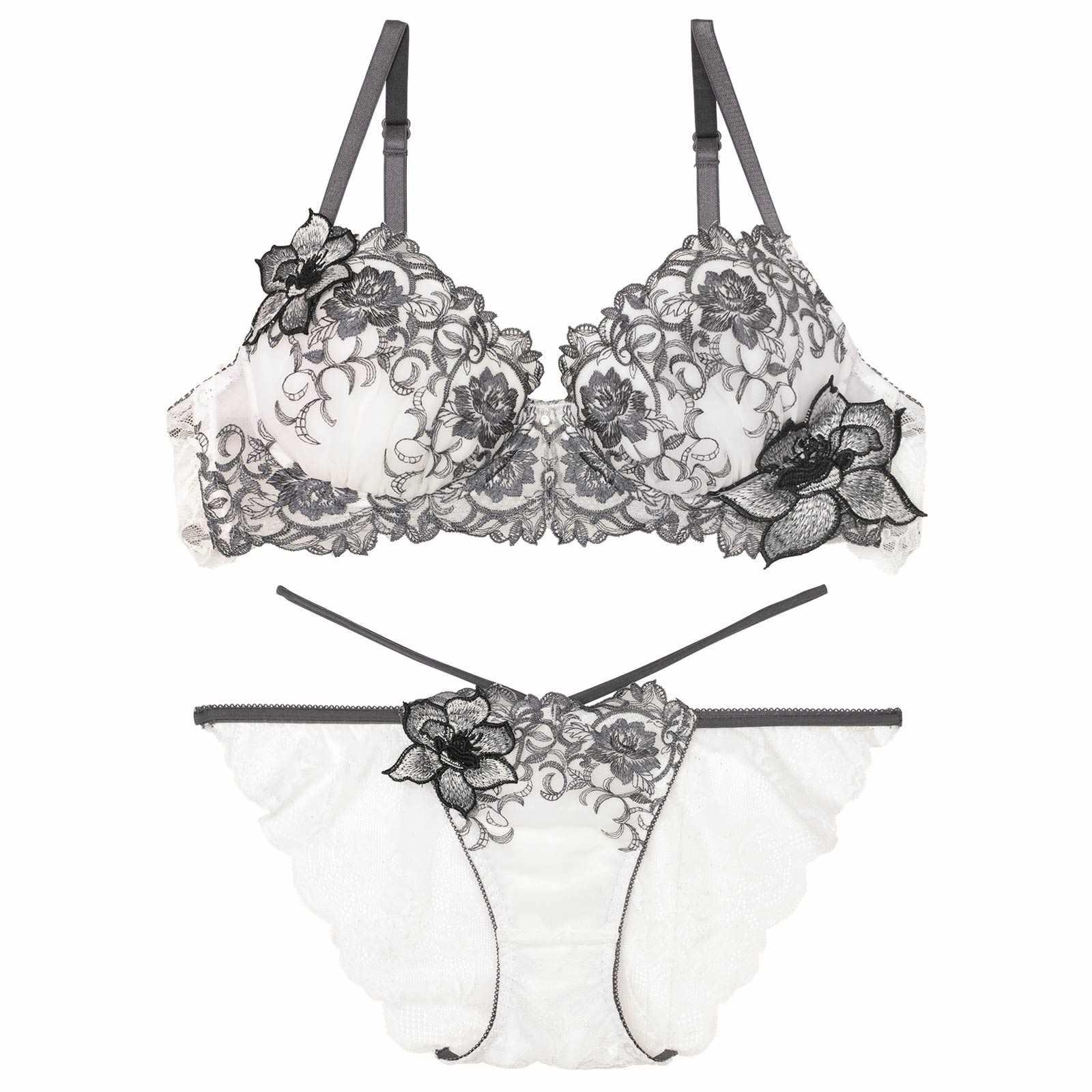 【永尾まりや着用】【Reinest】ロイヤルアイビーローズブラジャー&バック透けフルバックショーツ