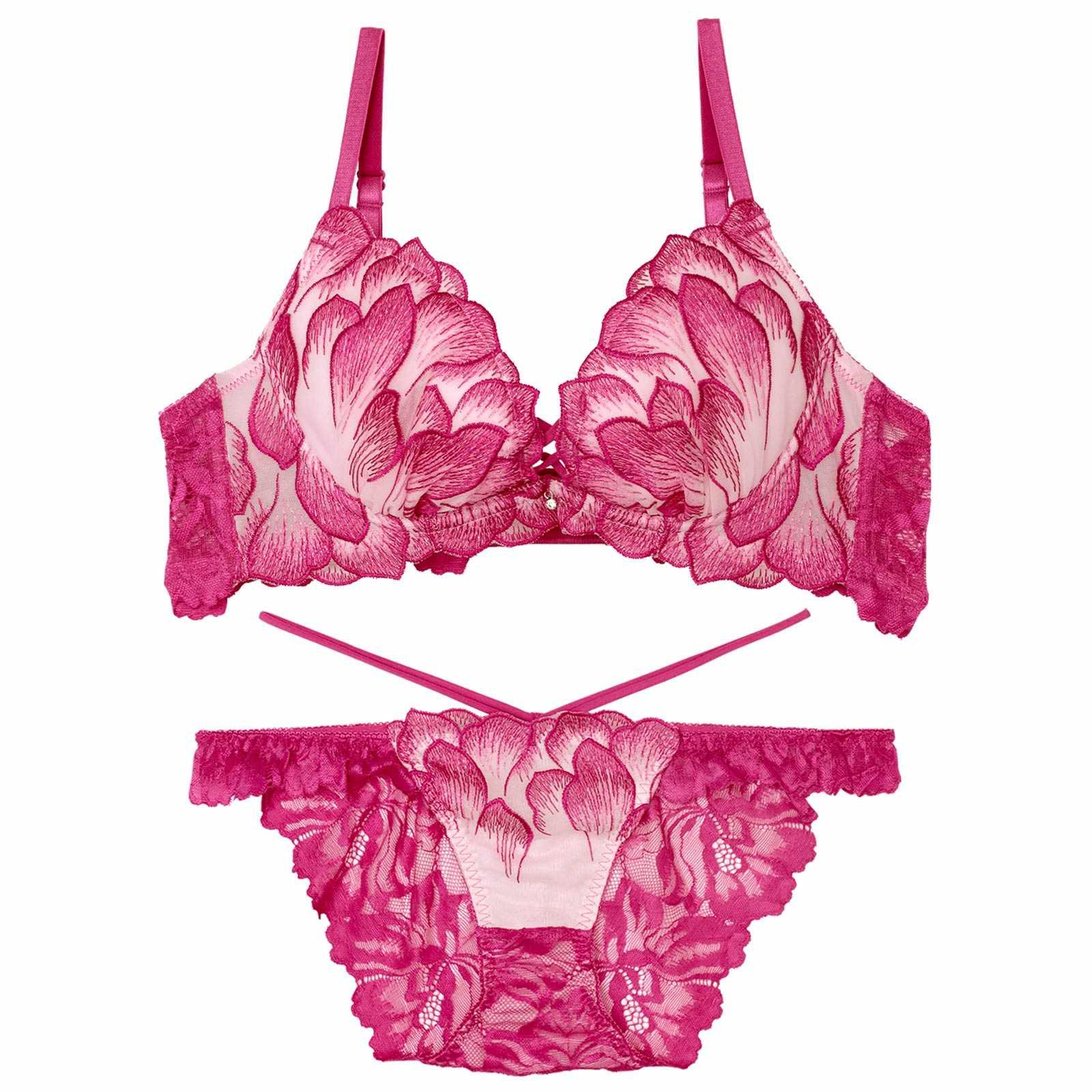 2/17再販!【Reinest】ルミエールペタルレーシーブラジャー&バック透けフルバックショーツ