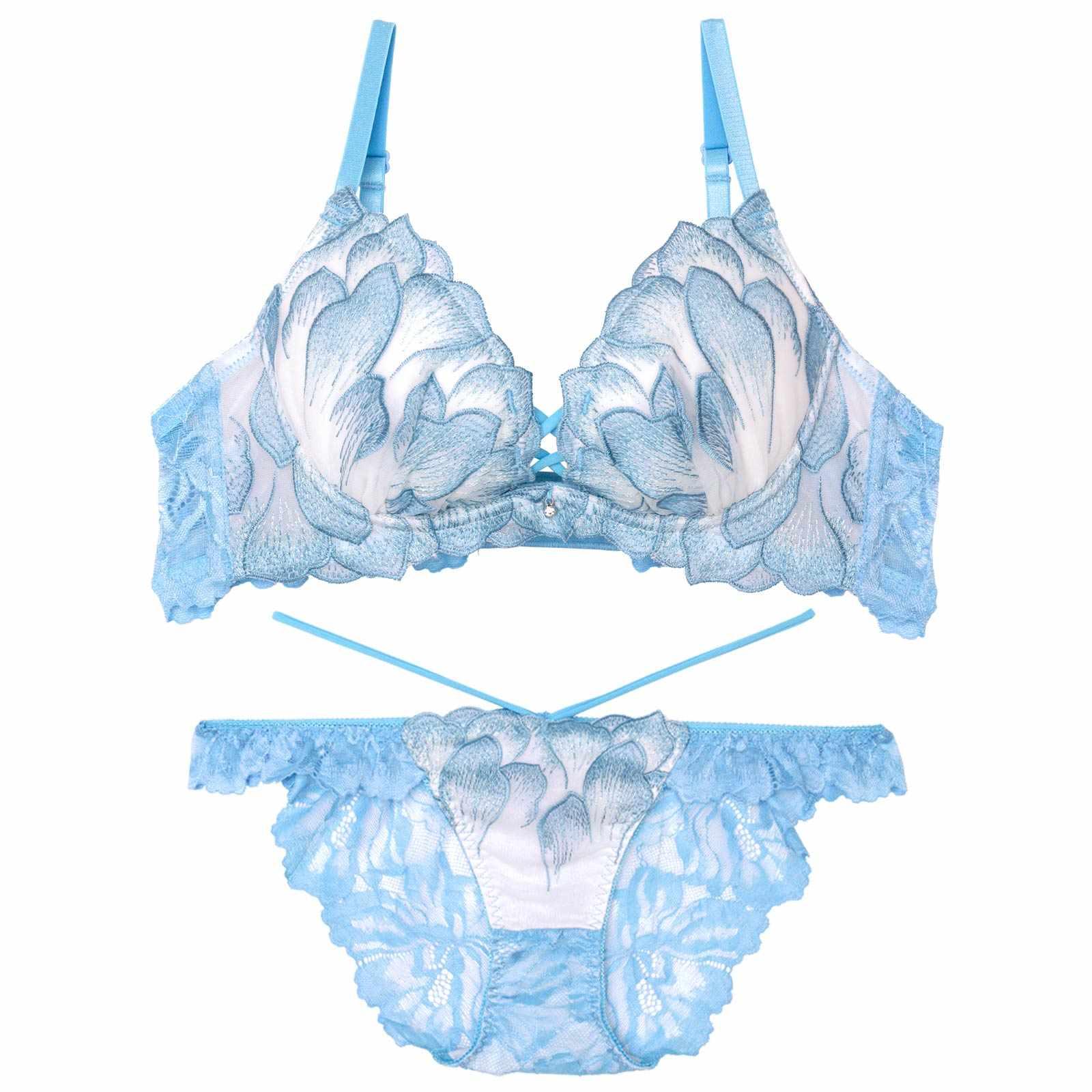 2/17再販!【Reinest】ルミエールペタルレーシーブラジャー&バック透けフルバックショーツ