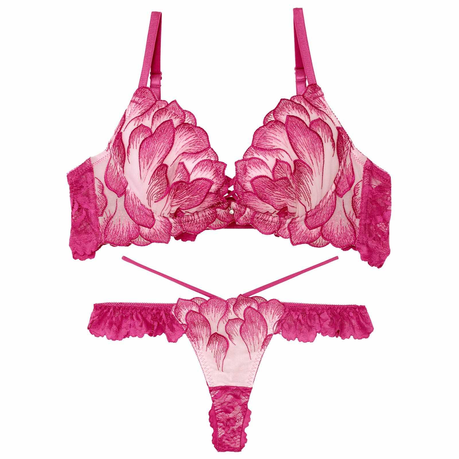 2/17再販!【Reinest】ルミエールペタルレーシーブラジャー&バック透けTバックショーツ