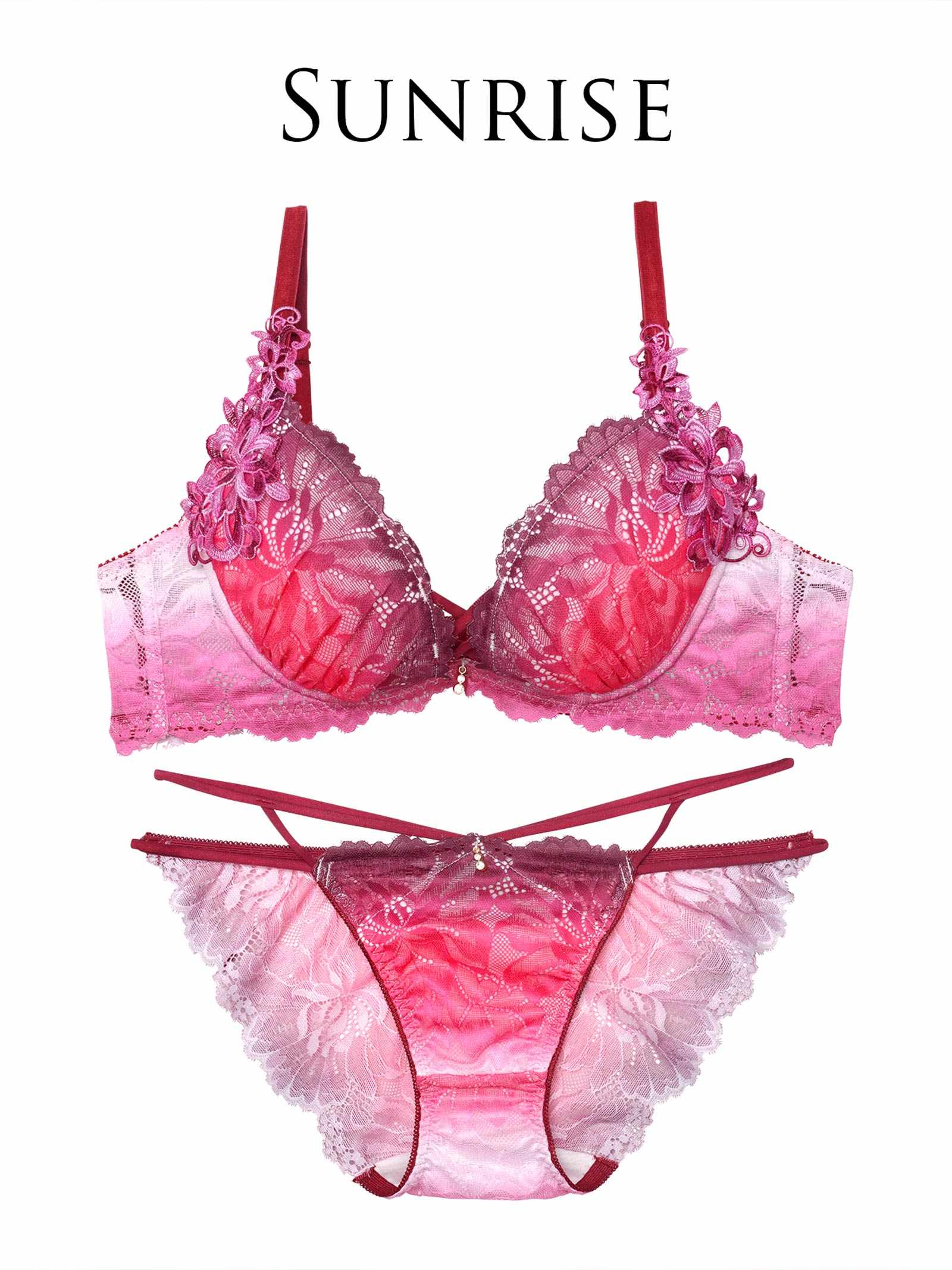 9/5新作!【永尾まりや着用】【Reinest】ブライトマーメイドフラワーブラジャー&バック透けフルバックショーツ