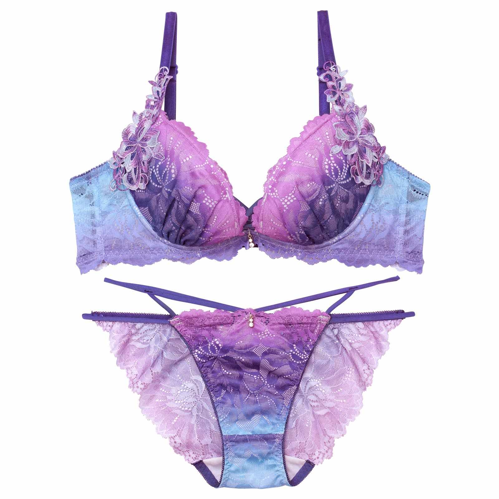 【永尾まりや着用】【Reinest】ブライトマーメイドフラワーブラジャー&バック透けフルバックショーツ