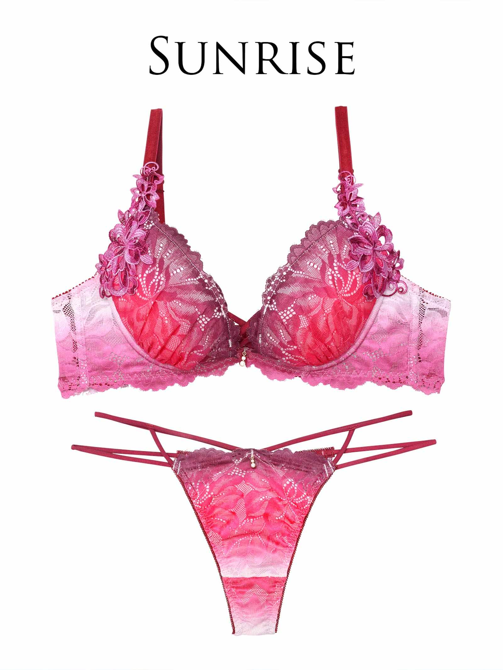 9/5新作!【永尾まりや着用】【Reinest】ブライトマーメイドフラワーブラジャー&バック透けTバックショーツ