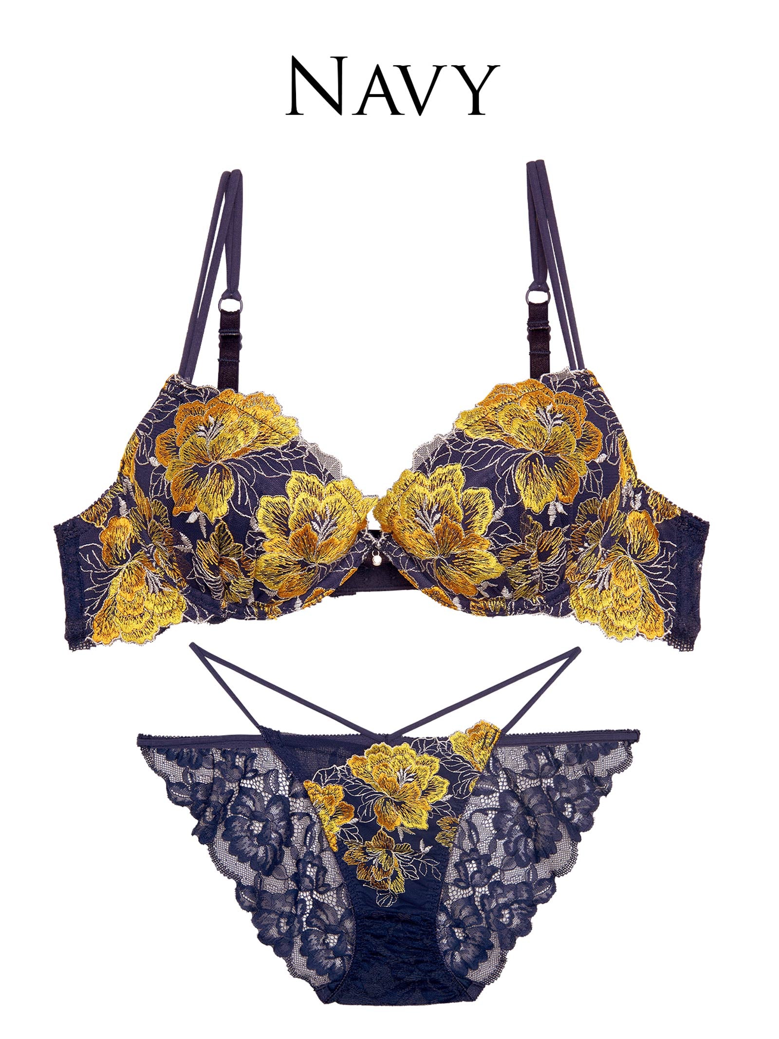 【Reinest】シャルムピオニーブルームブラジャー&バック透けフルバックショーツ