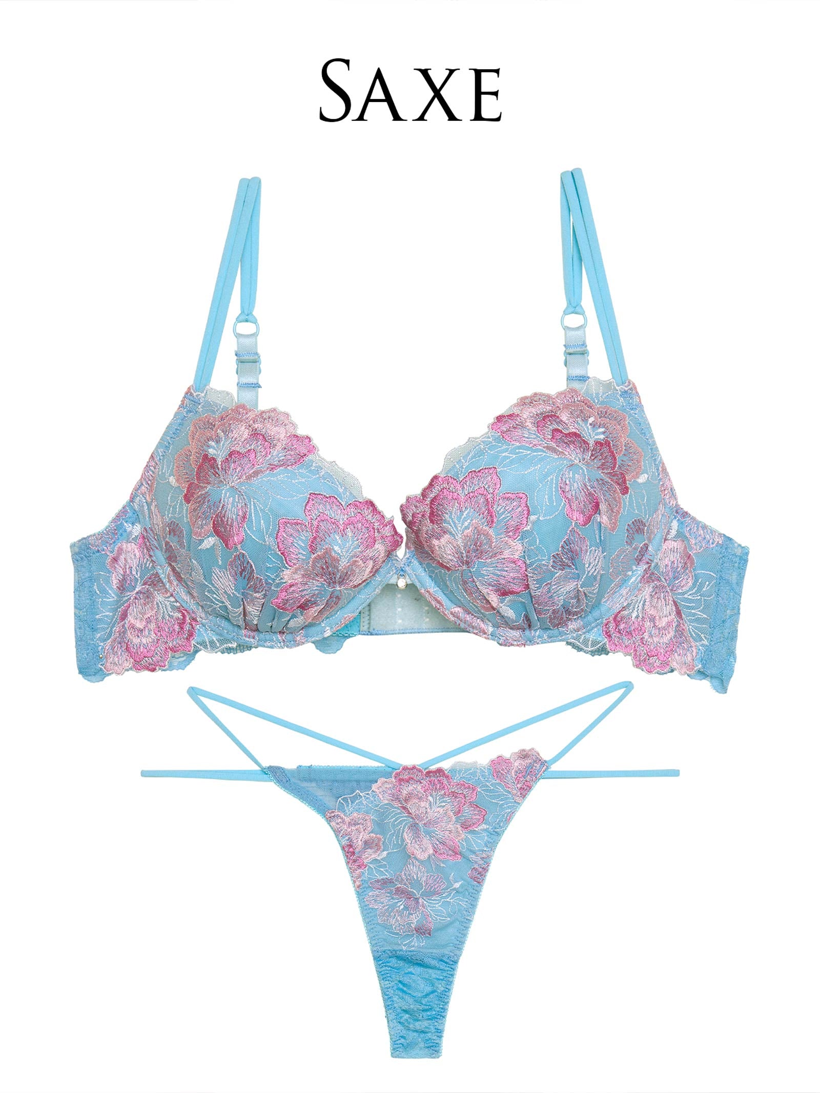 【Reinest】シャルムピオニーブルームブラジャー&バック透けTバックショーツ