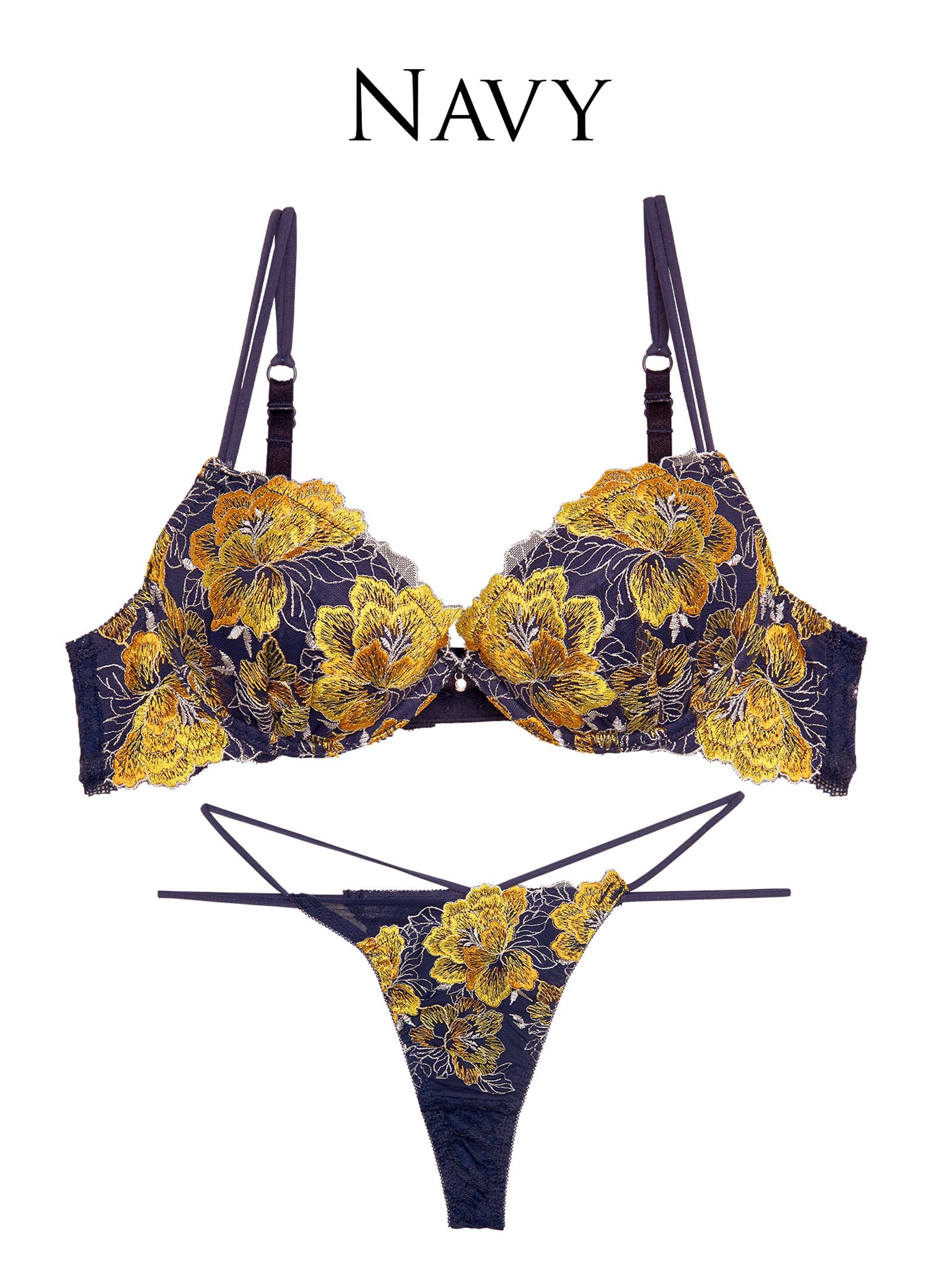 【Reinest】シャルムピオニーブルームブラジャー&バック透けTバックショーツ