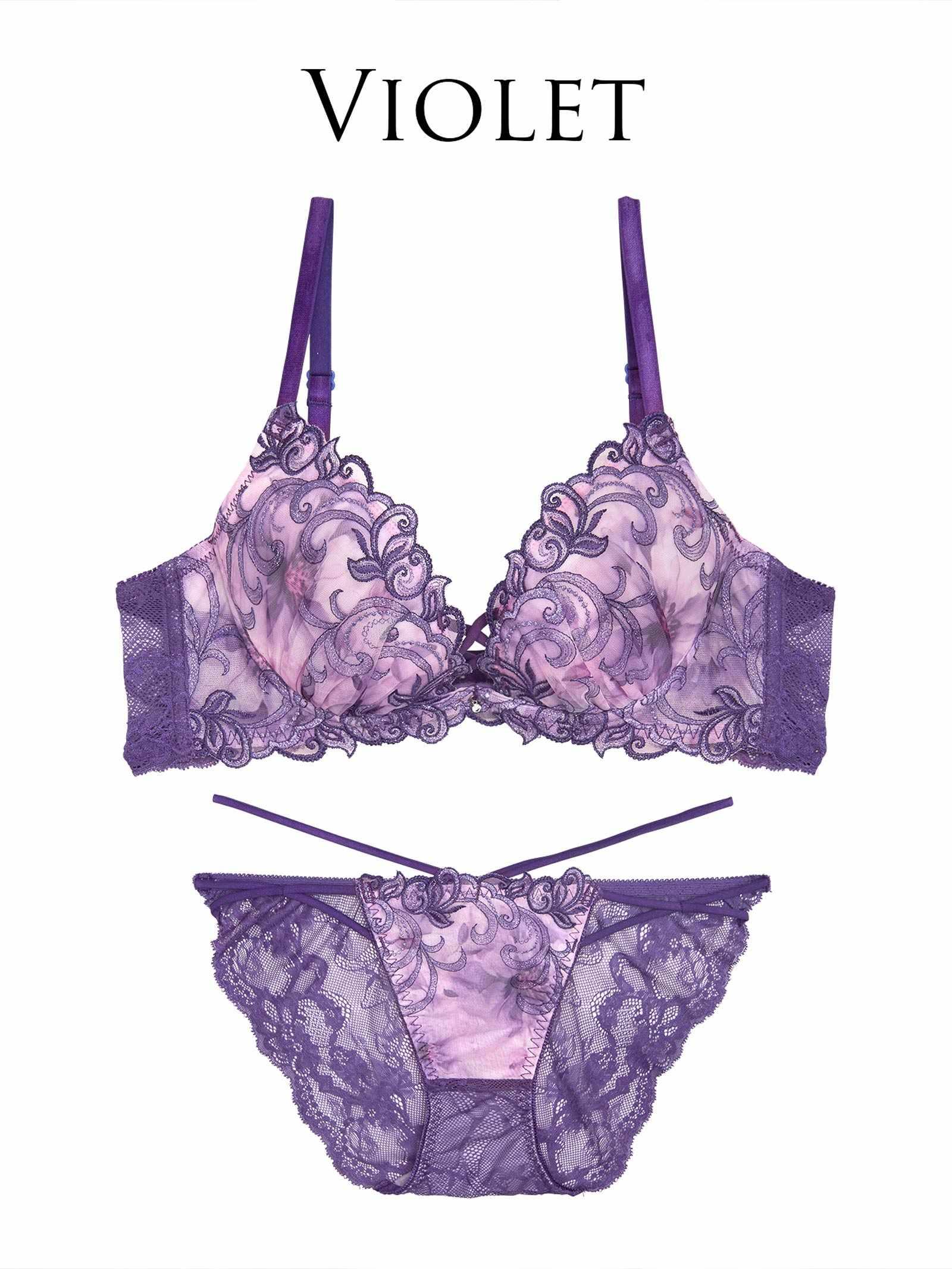 9/26新作!【永尾まりや着用】【Reinest】ジュエルアイビーフローラルブラジャー&バック透けフルバックショーツ