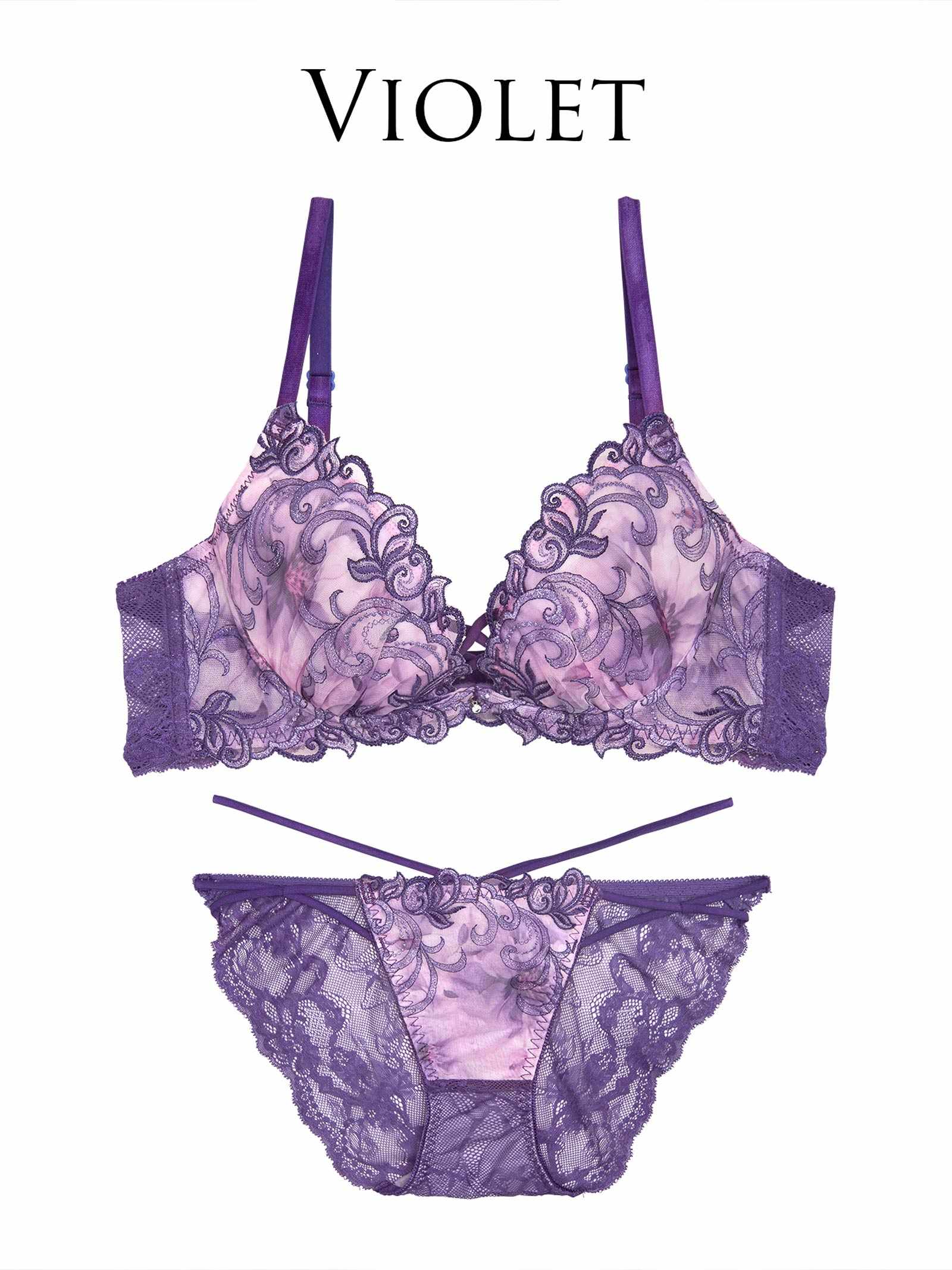 9/26新作!【永尾まりや着用】【Reinest】ジュエルアイビーフローラルブラジャー&バック透けフルバックショーツ