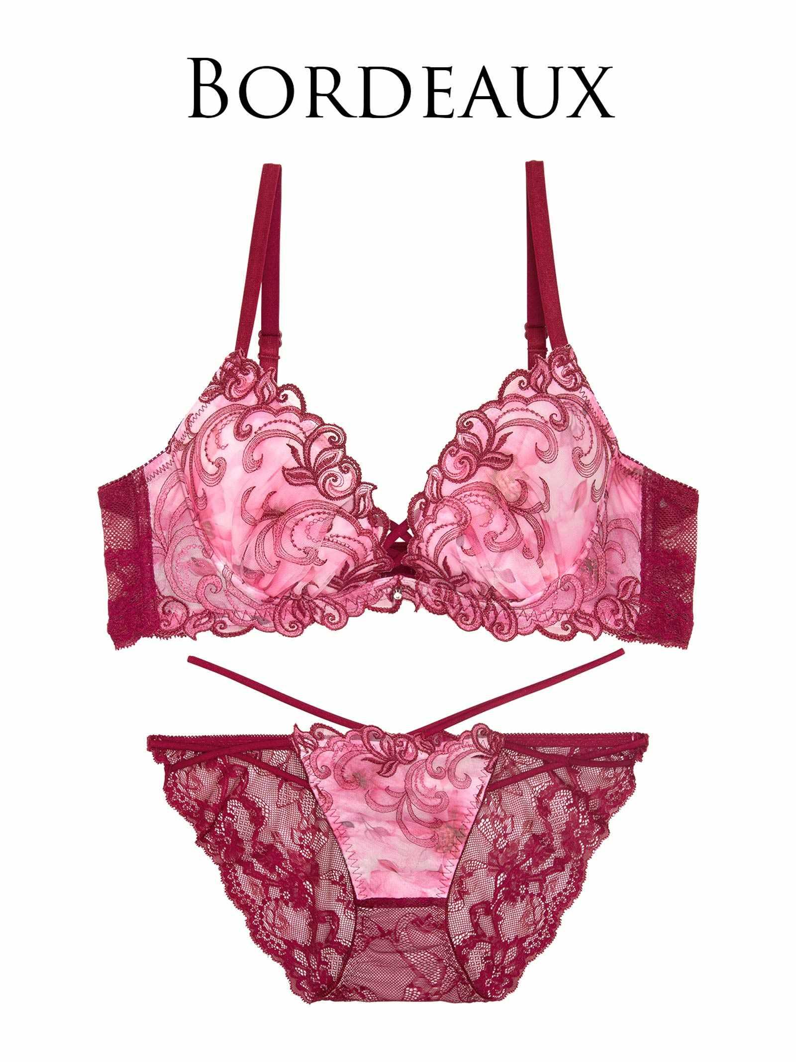 9/26新作!【永尾まりや着用】【Reinest】ジュエルアイビーフローラルブラジャー&バック透けフルバックショーツ