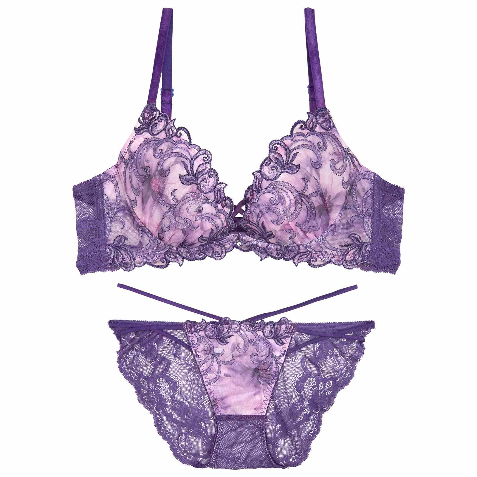 【永尾まりや着用】【Reinest】ジュエルアイビーフローラルブラジャー&バック透けフルバックショーツ