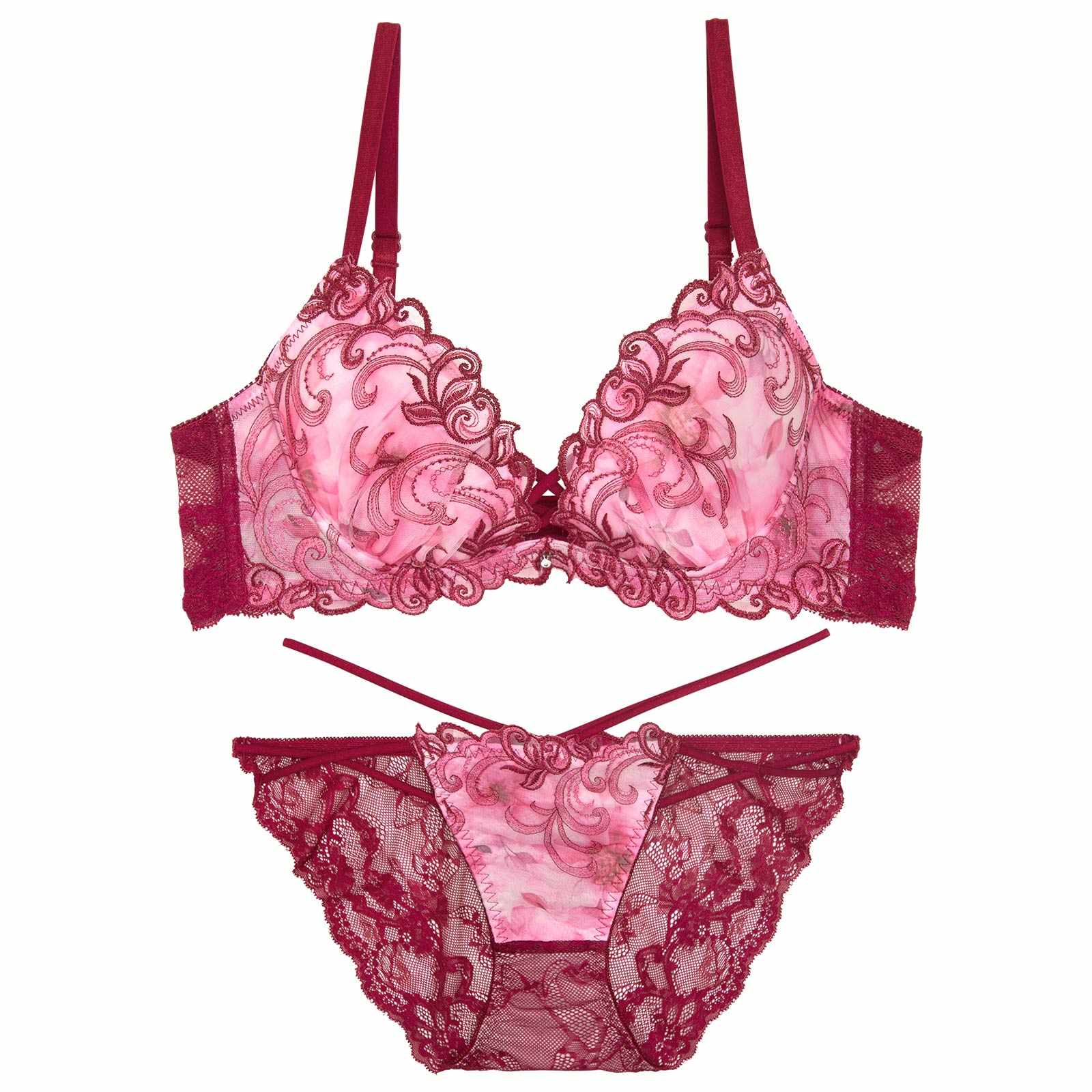 【永尾まりや着用】【Reinest】ジュエルアイビーフローラルブラジャー&バック透けフルバックショーツ