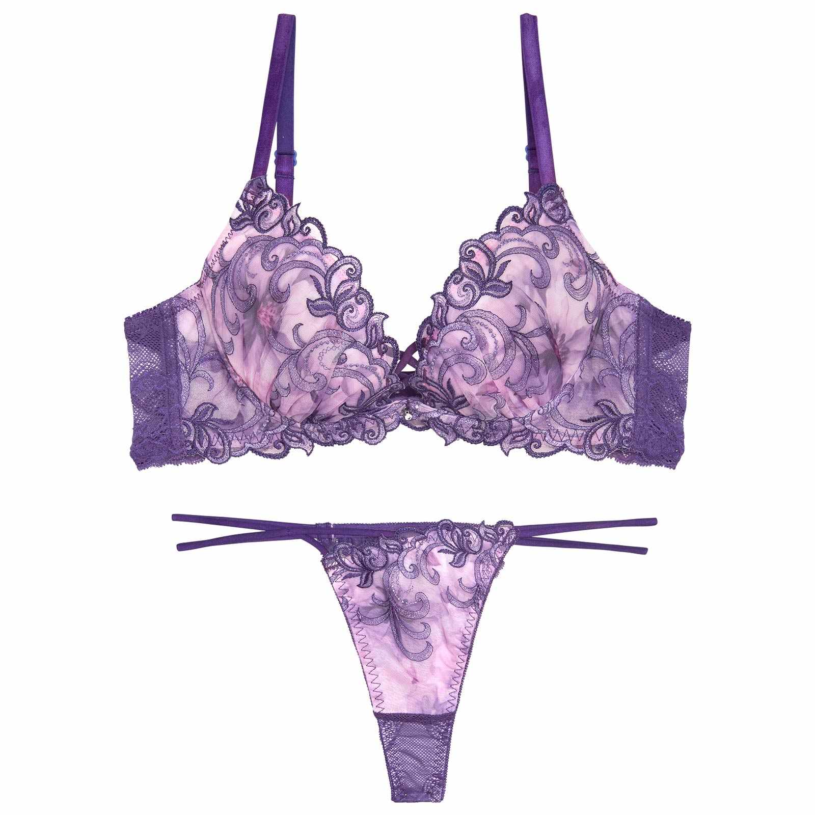 【永尾まりや着用】【Reinest】ジュエルアイビーフローラルブラジャー&バック透けTバックショーツ