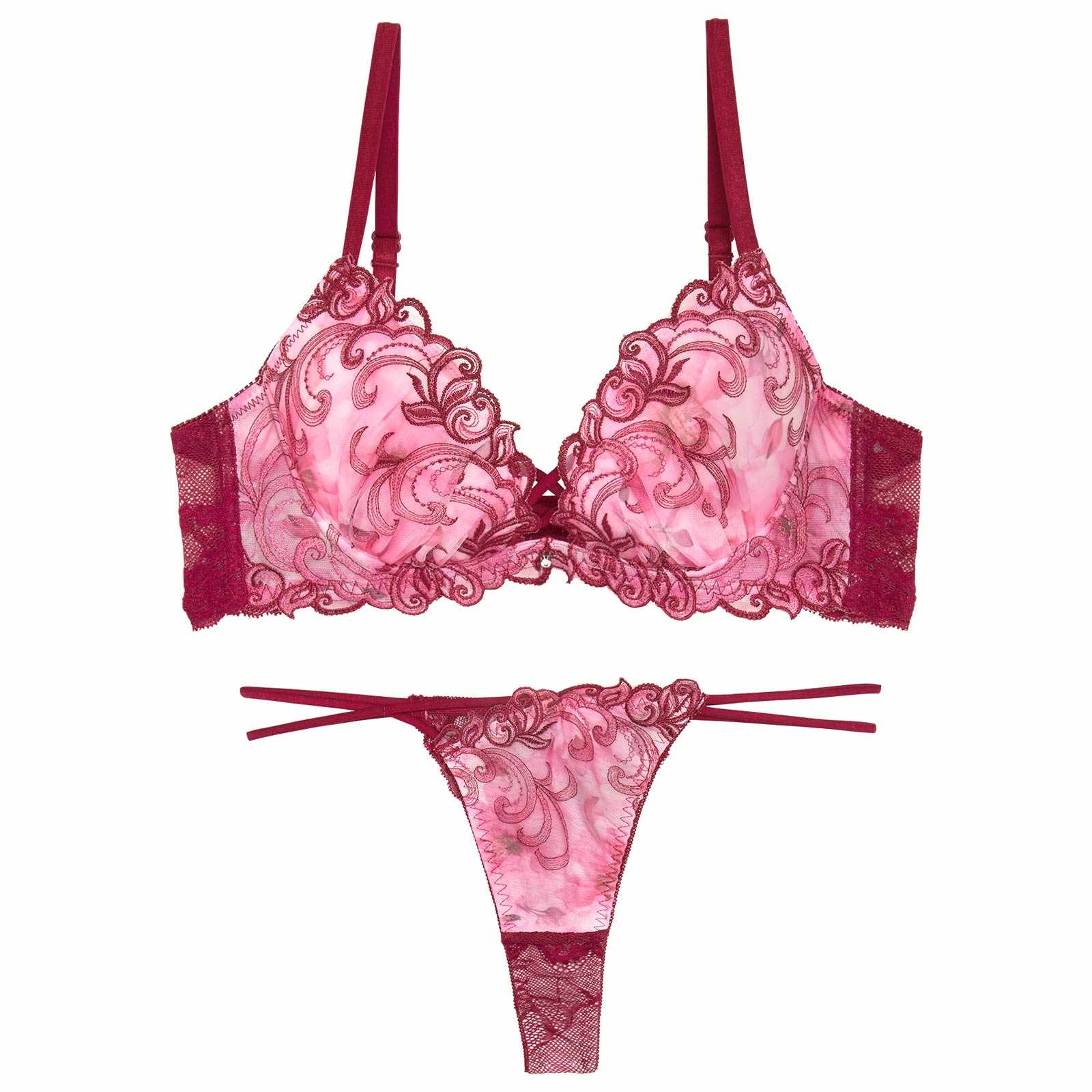 【永尾まりや着用】【Reinest】ジュエルアイビーフローラルブラジャー&バック透けTバックショーツ