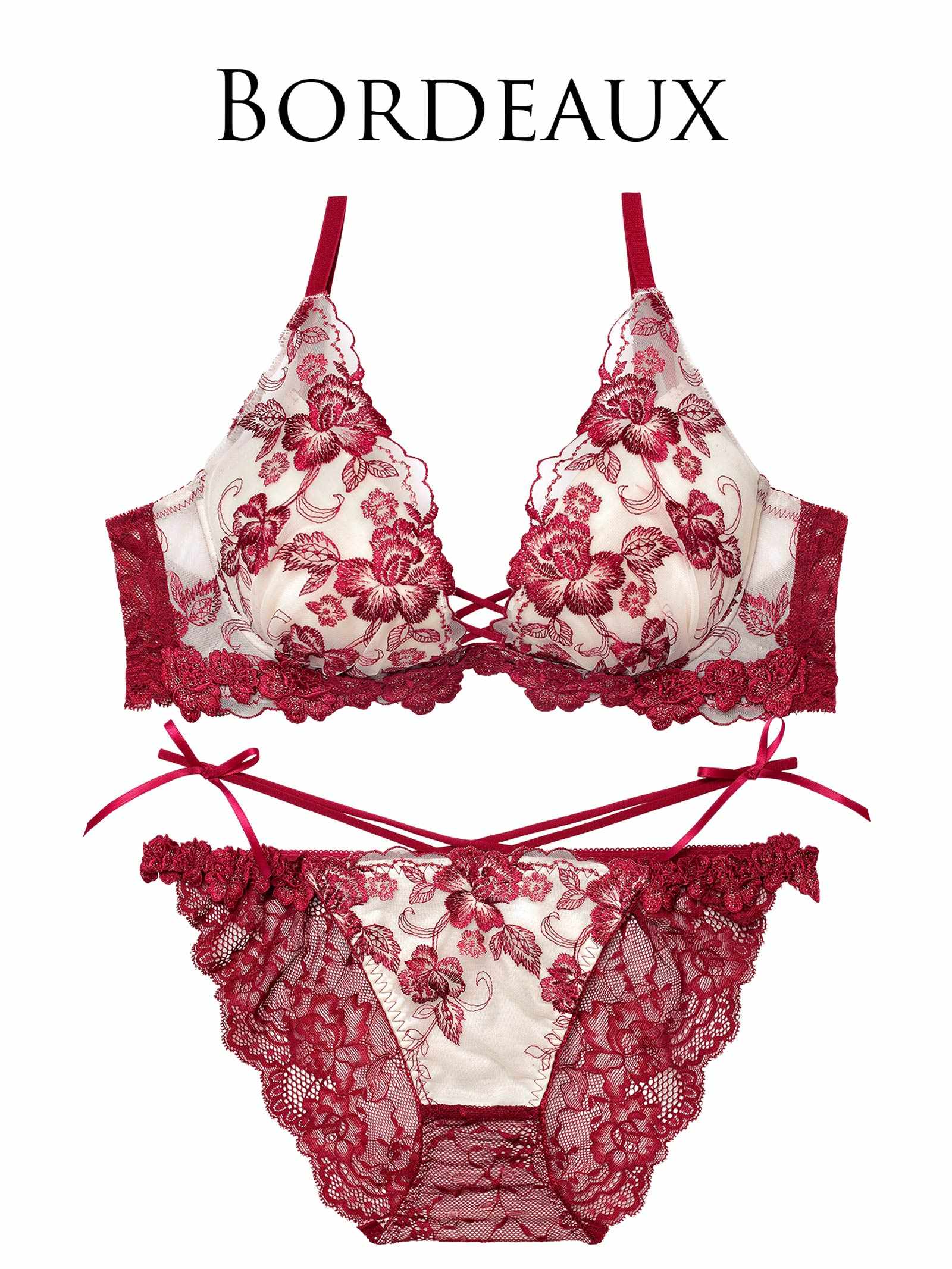 2/18新作!【永尾まりや着用】【Reinest】ラディアントブロッサムブラジャー&バック透けフルバックショーツ