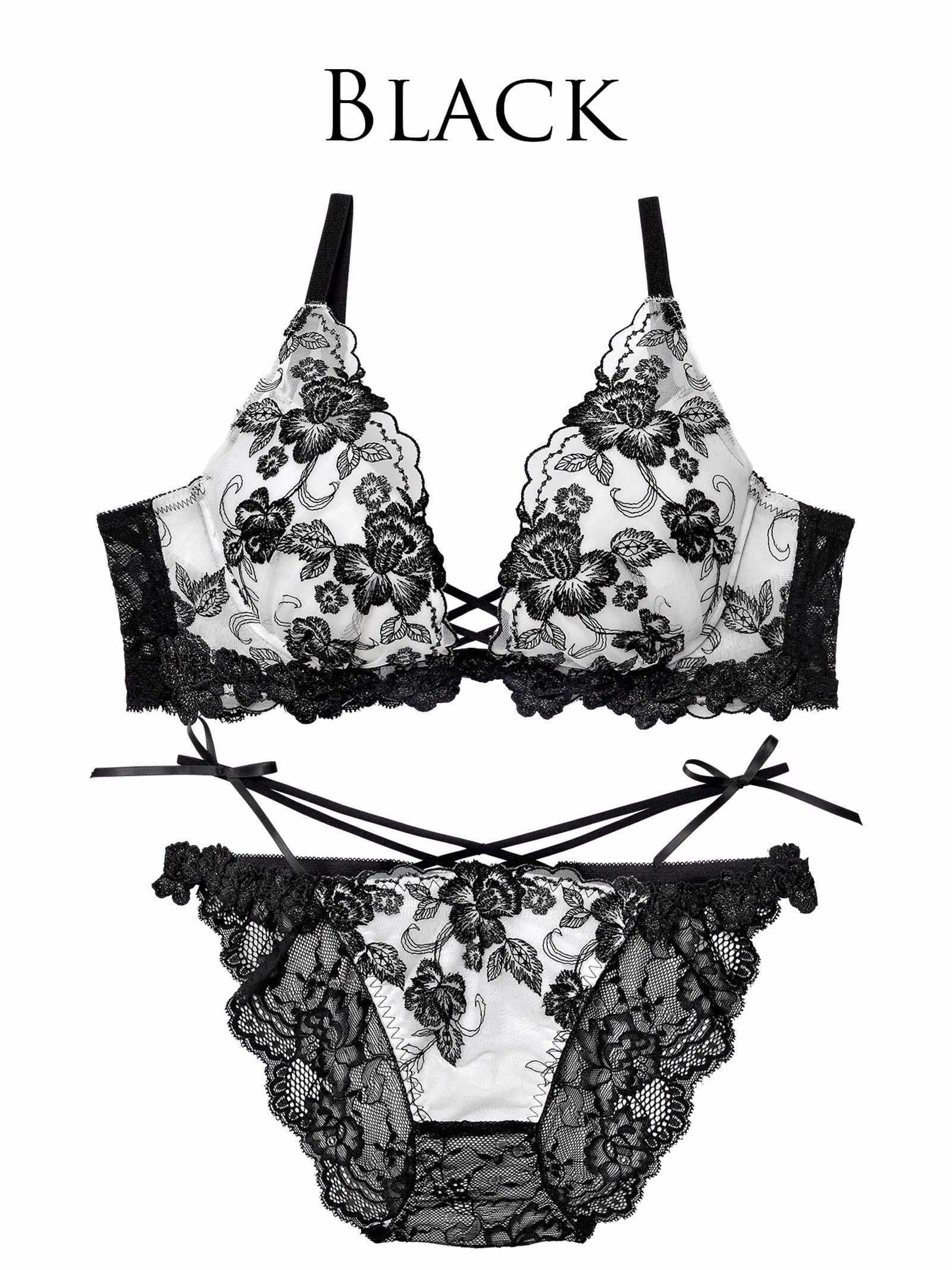 2/18新作!【永尾まりや着用】【Reinest】ラディアントブロッサムブラジャー&バック透けフルバックショーツ