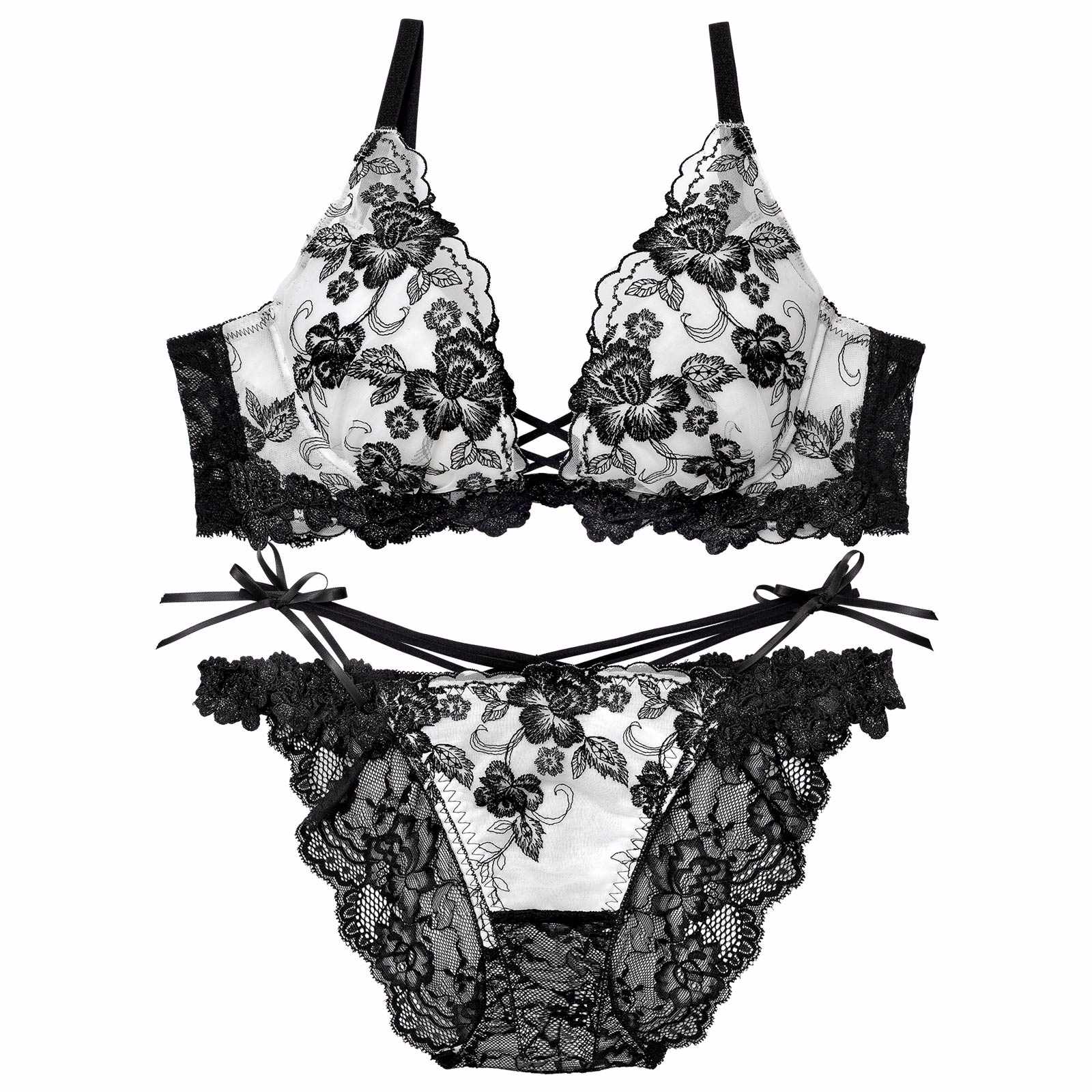 2/18新作!【永尾まりや着用】【Reinest】ラディアントブロッサムブラジャー&バック透けフルバックショーツ