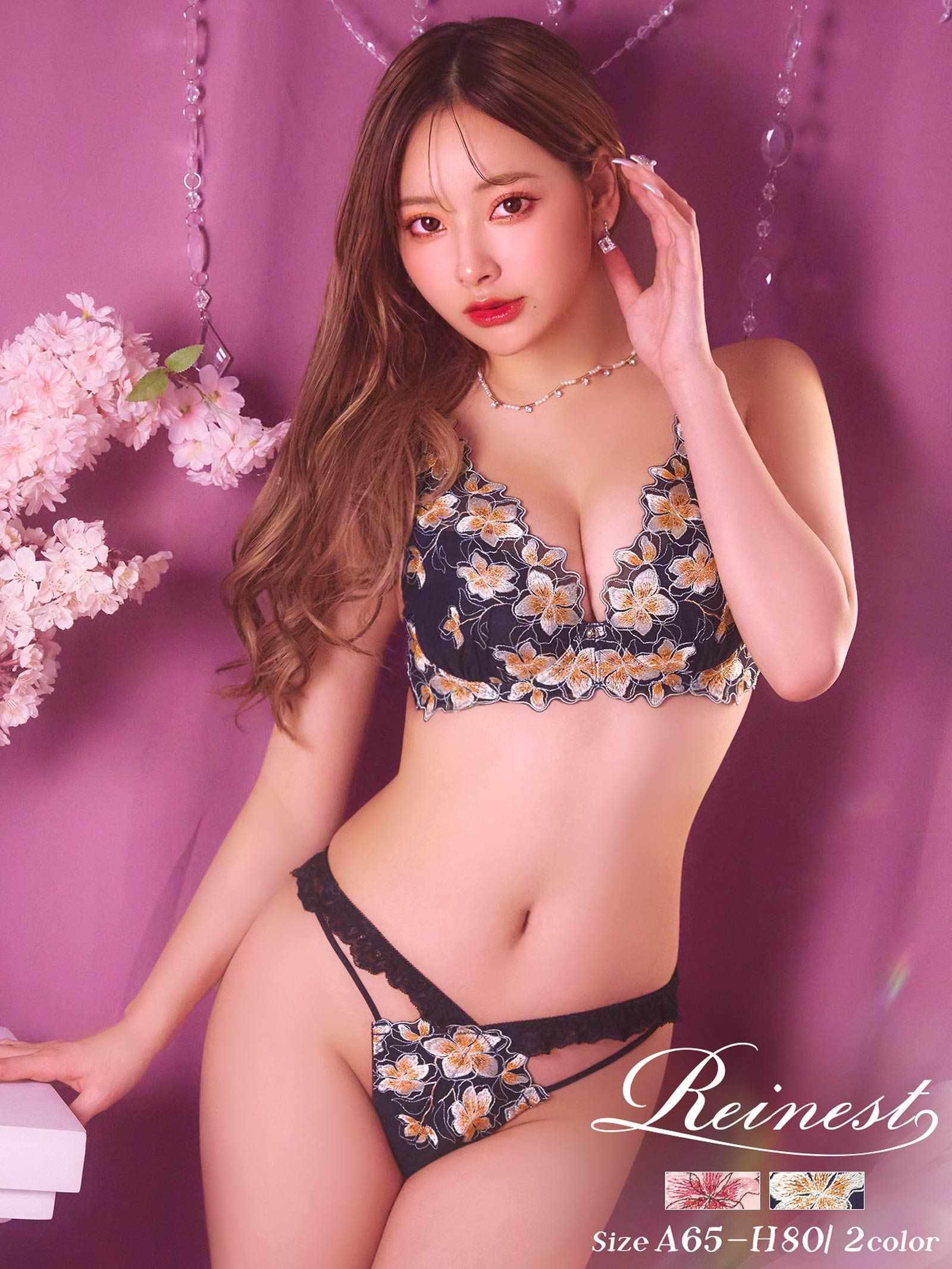 1/20再販!【Reinest】プルメリアエンブロイダリーブラジャー&バック透けフルバックショーツ - 【公式】247Lingerie