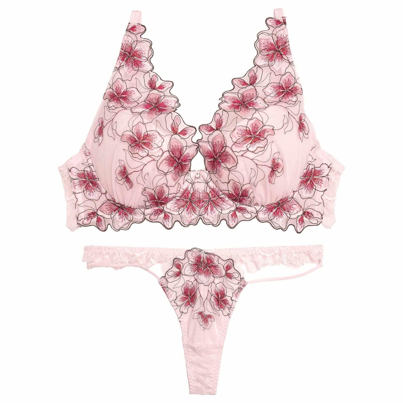 1/20再販!【Reinest】プルメリアエンブロイダリーブラジャー&バック透けTバックショーツ - 【公式】247Lingerie