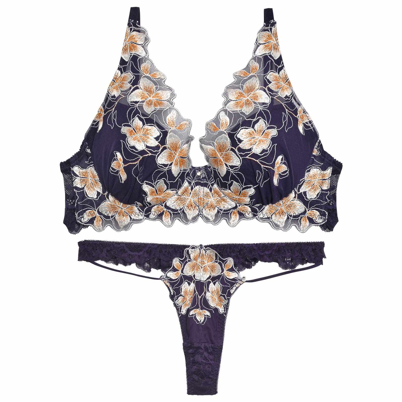 1/20再販!【Reinest】プルメリアエンブロイダリーブラジャー&バック透けTバックショーツ - 【公式】247Lingerie