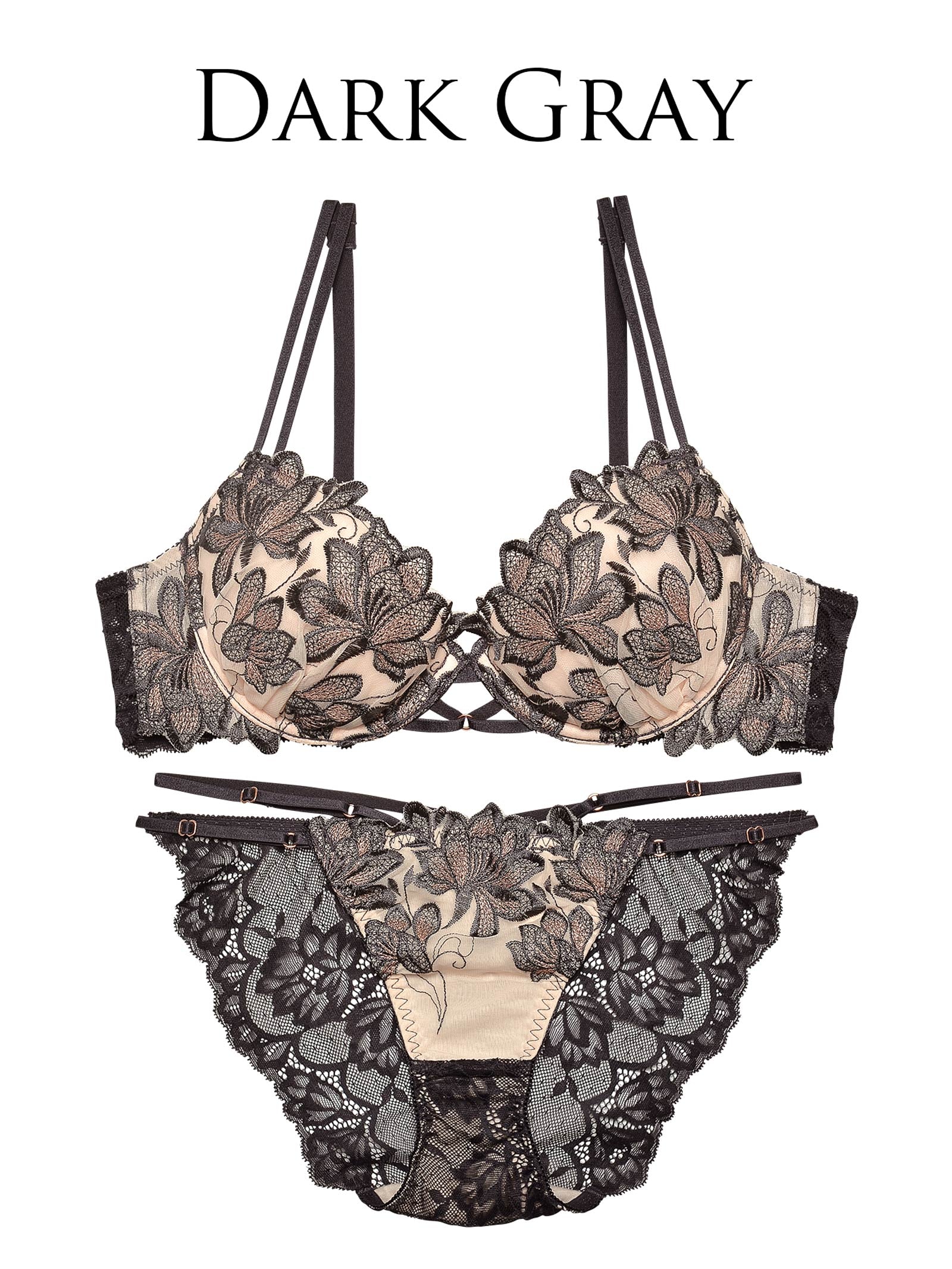 【Reinest】ディープマーベラスフラワーブラジャー&バック透けフルバックショーツ
