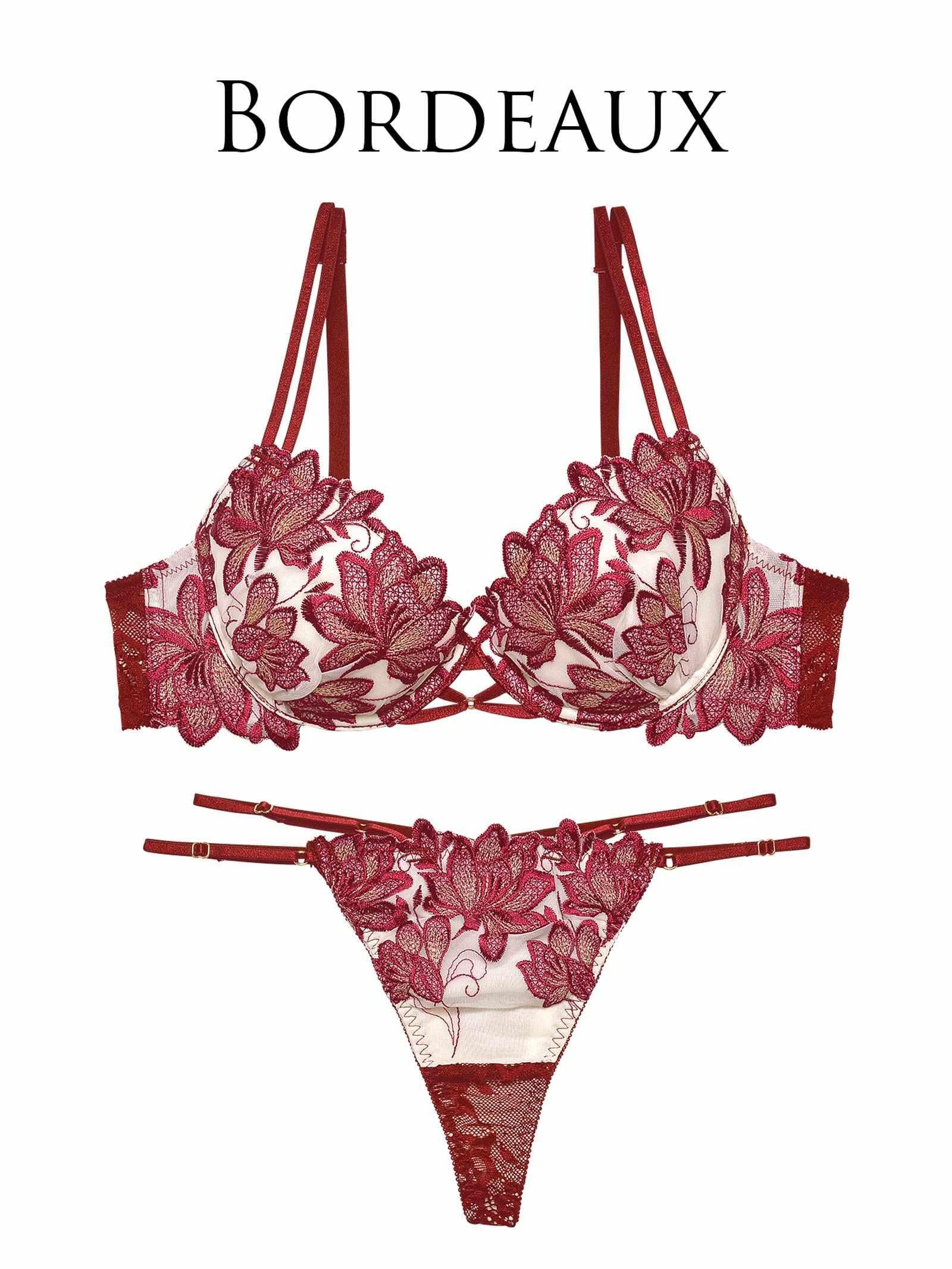 2/3再販!【Reinest】ディープマーベラスフラワーブラジャー&バック透けTバックショーツ - 【公式】247Lingerie