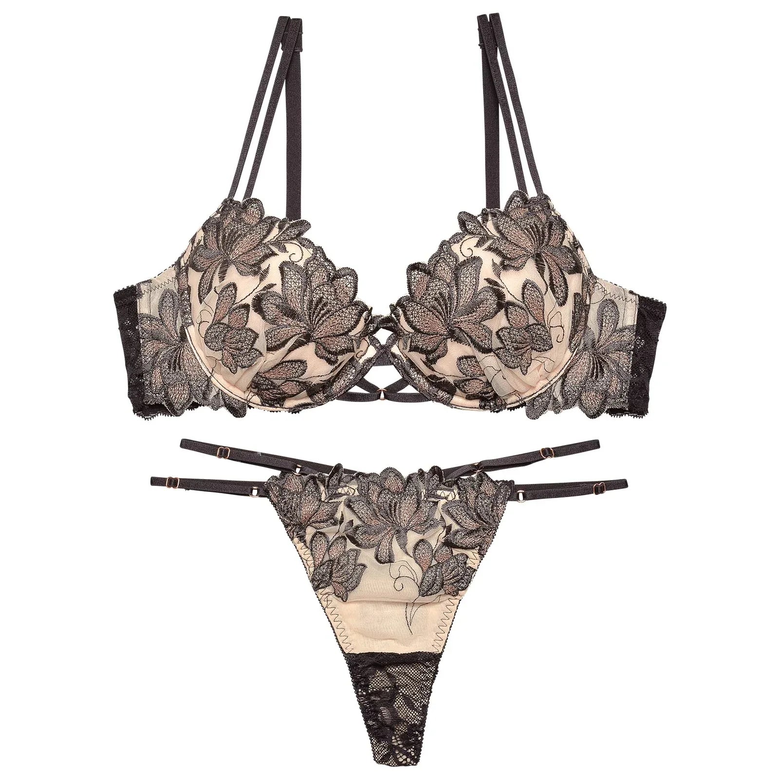 2/3再販!【Reinest】ディープマーベラスフラワーブラジャー&バック透けTバックショーツ - 【公式】247Lingerie