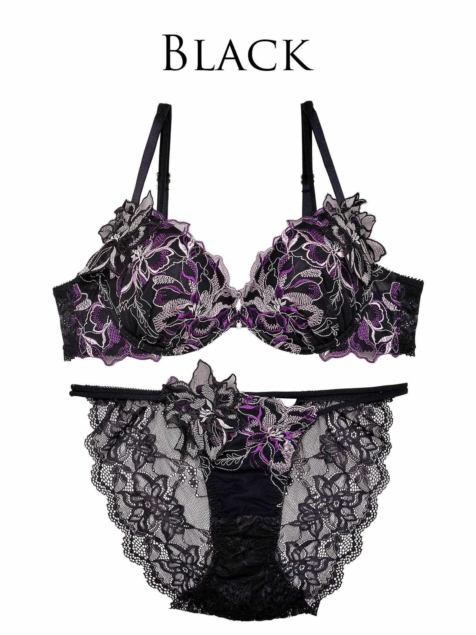 2/21再販!【Reinest】グラマーペタルエンブロイダリーブラジャー&バック透けフルバックショーツ - 【公式】247Lingerie