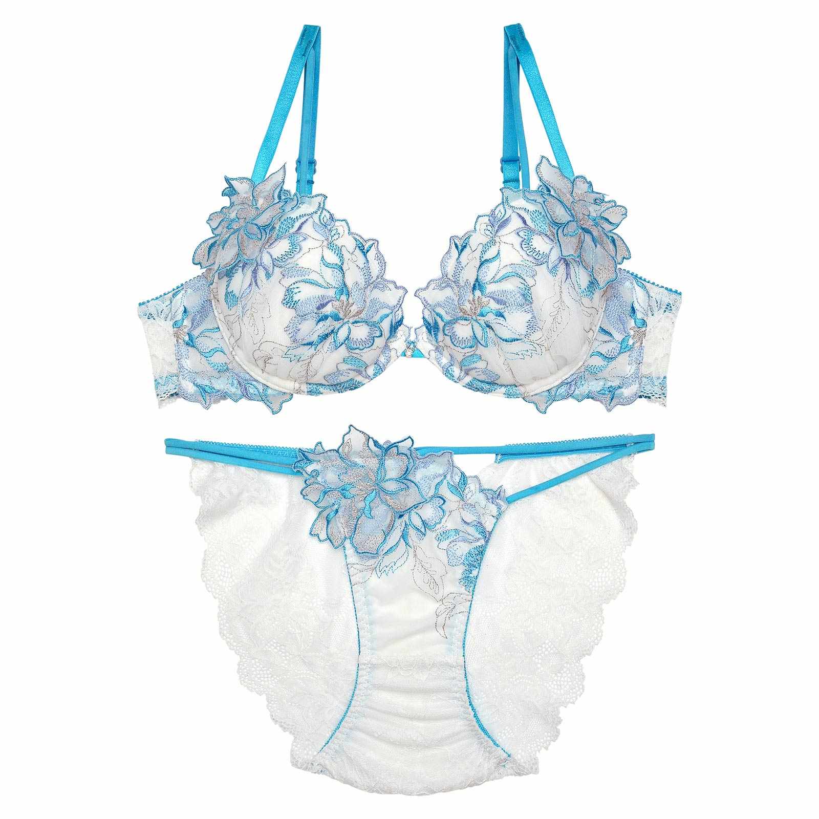 10/28再販!【Reinest】グラマーペタルエンブロイダリーブラジャー&バック透けフルバックショーツ