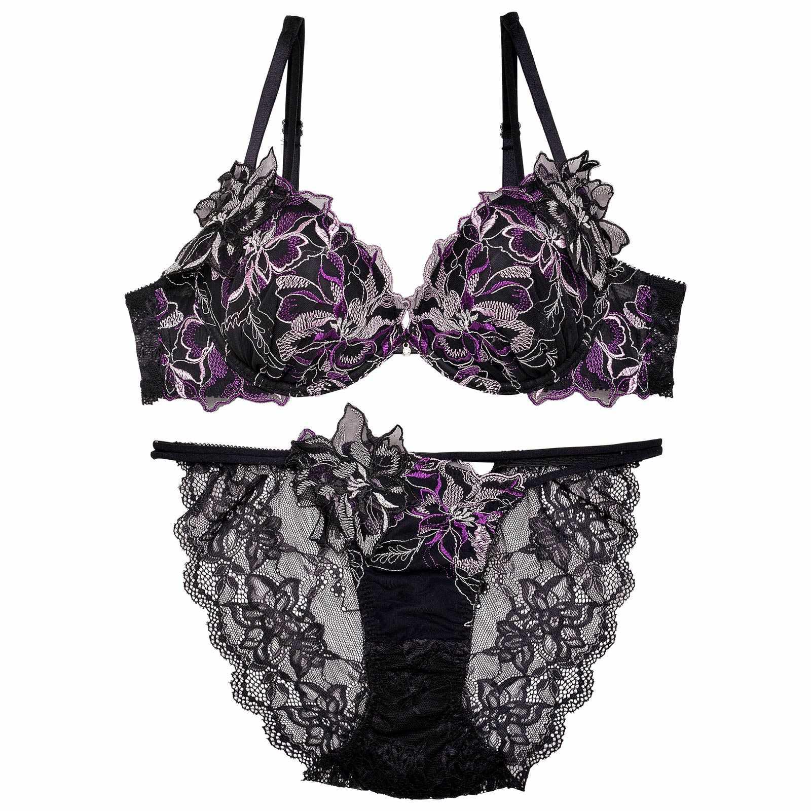 2/21再販!【Reinest】グラマーペタルエンブロイダリーブラジャー&バック透けフルバックショーツ - 【公式】247Lingerie