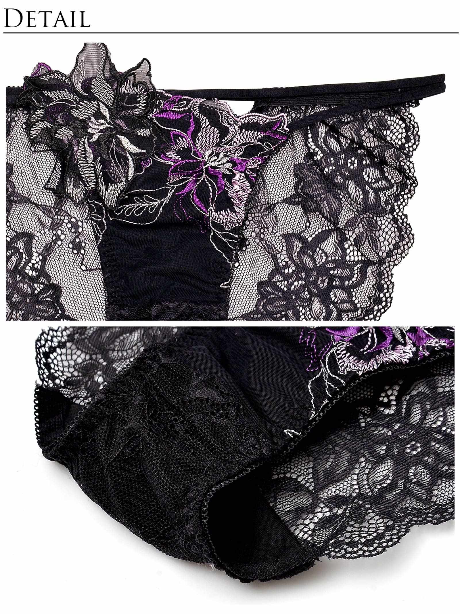 【Reinest】グラマーペタルエンブロイダリーバック透け選べるショーツ