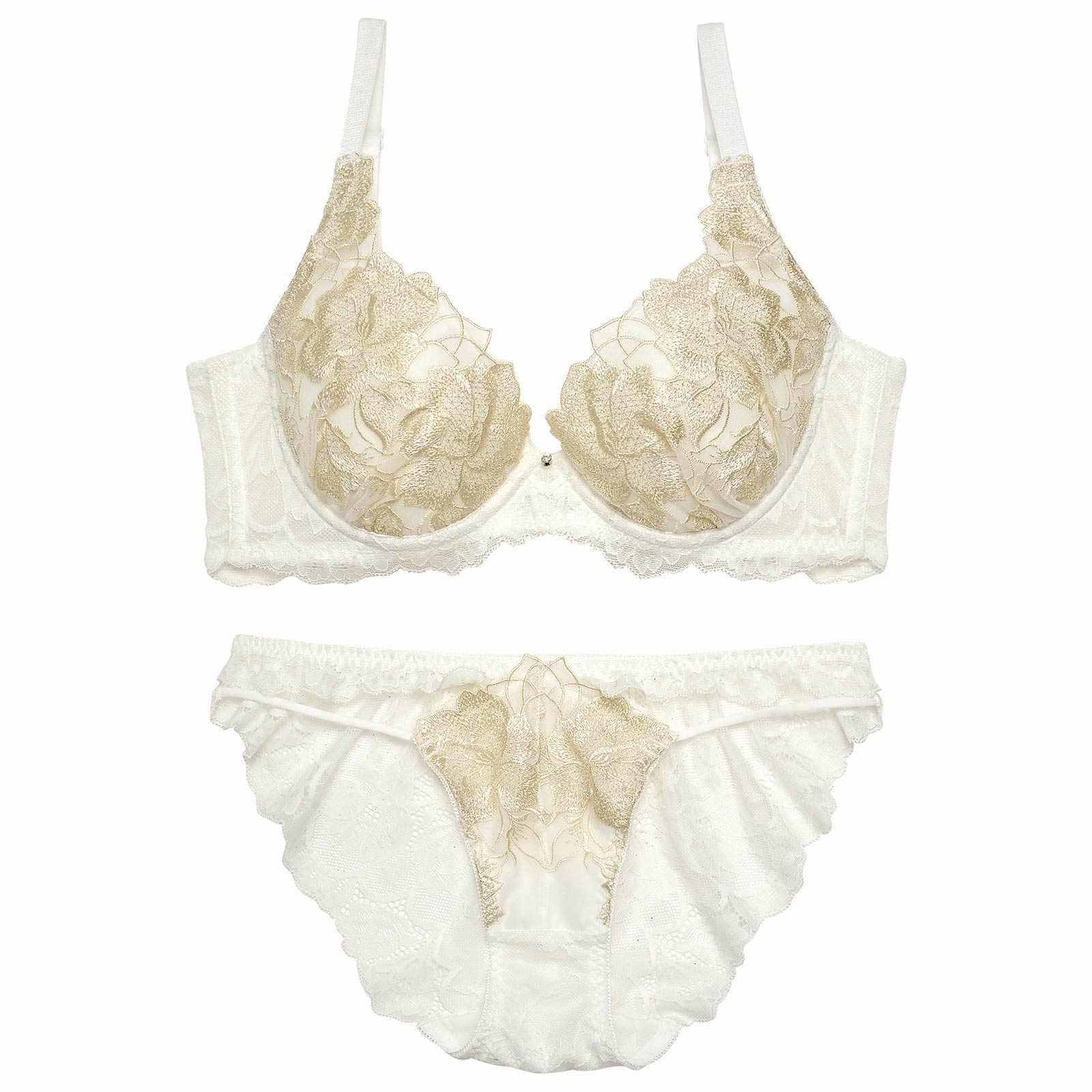 2/7再販!永尾まりや着用【Reinest】グリッターフルールエンブロイダリー育乳脇高★魔法のブラジャー&バック透けフルバックショーツ - 【公式】247Lingerie