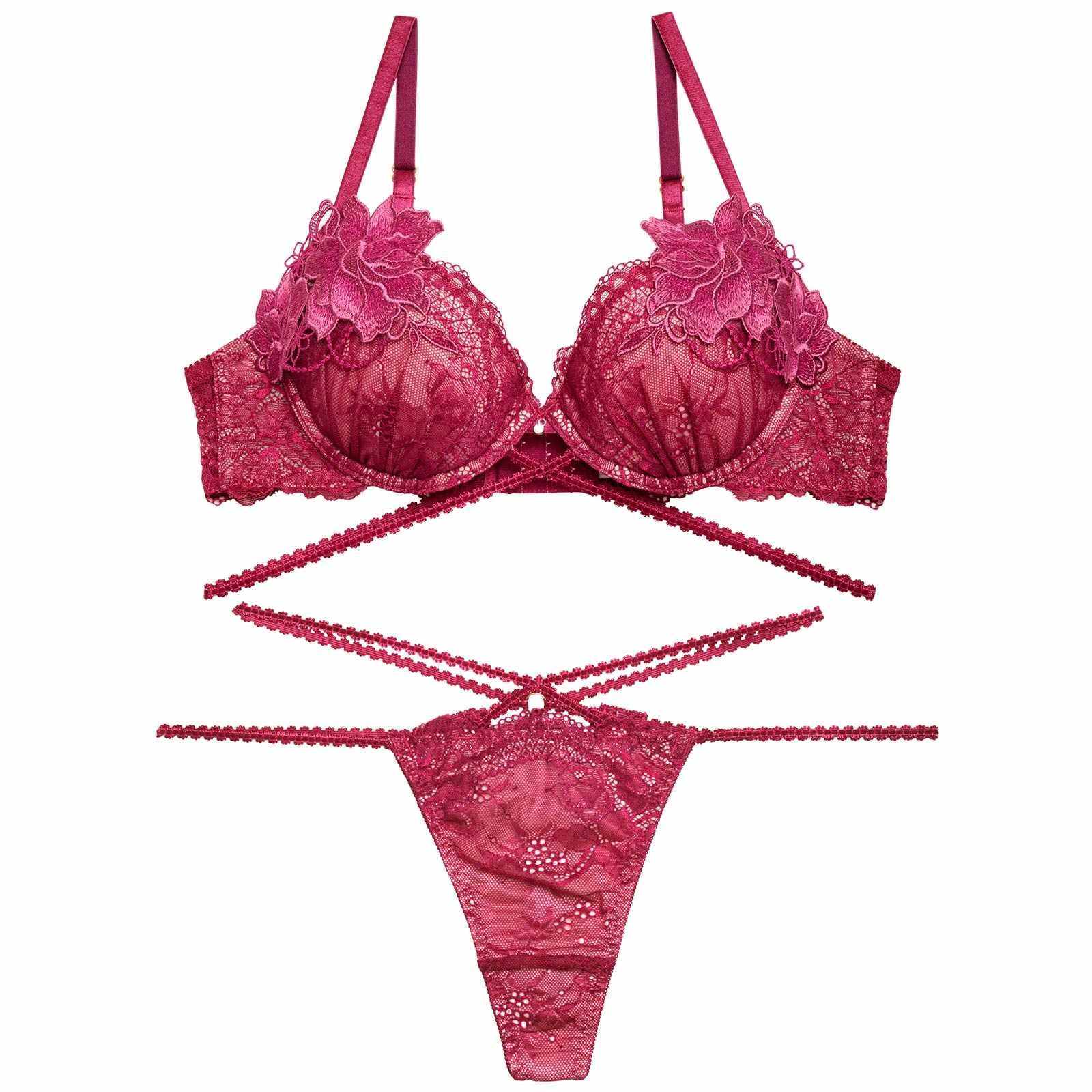 1/8再販!【永尾まりや着用】【Reinest】マジェスティックコードレースブラジャー&バック透けTバックショーツ