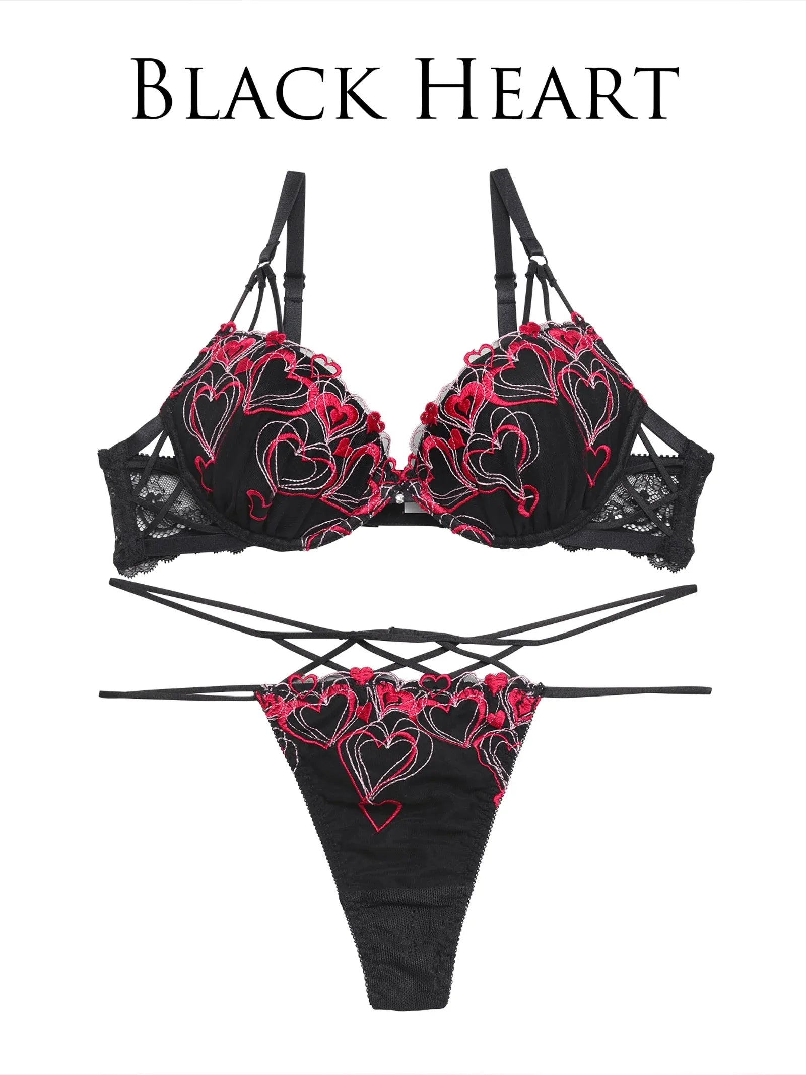 【永尾まりや着用】【Reinest】メルティーハートストリングブラジャー&バック透けTバックショーツ - 【公式】247Lingerie