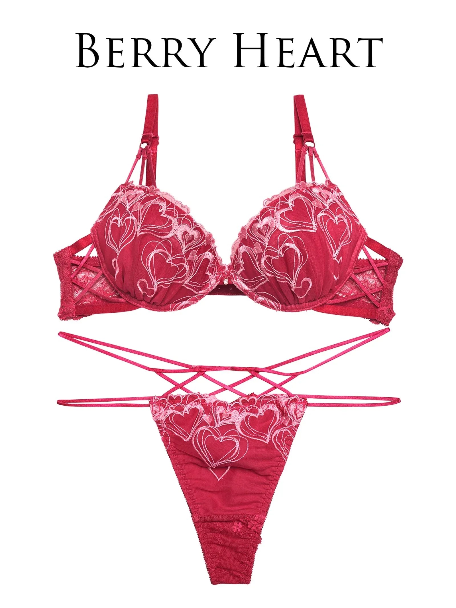 【永尾まりや着用】【Reinest】メルティーハートストリングブラジャー&バック透けTバックショーツ - 【公式】247Lingerie