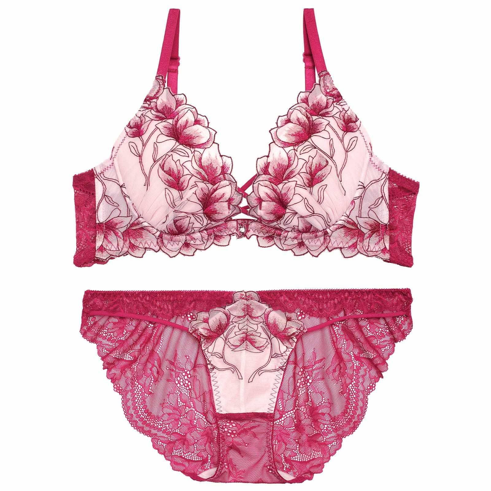 【Reinest】ラグジュアリーブライトペタルブラジャー&バック透けフルバックショーツ - 【公式】247Lingerie