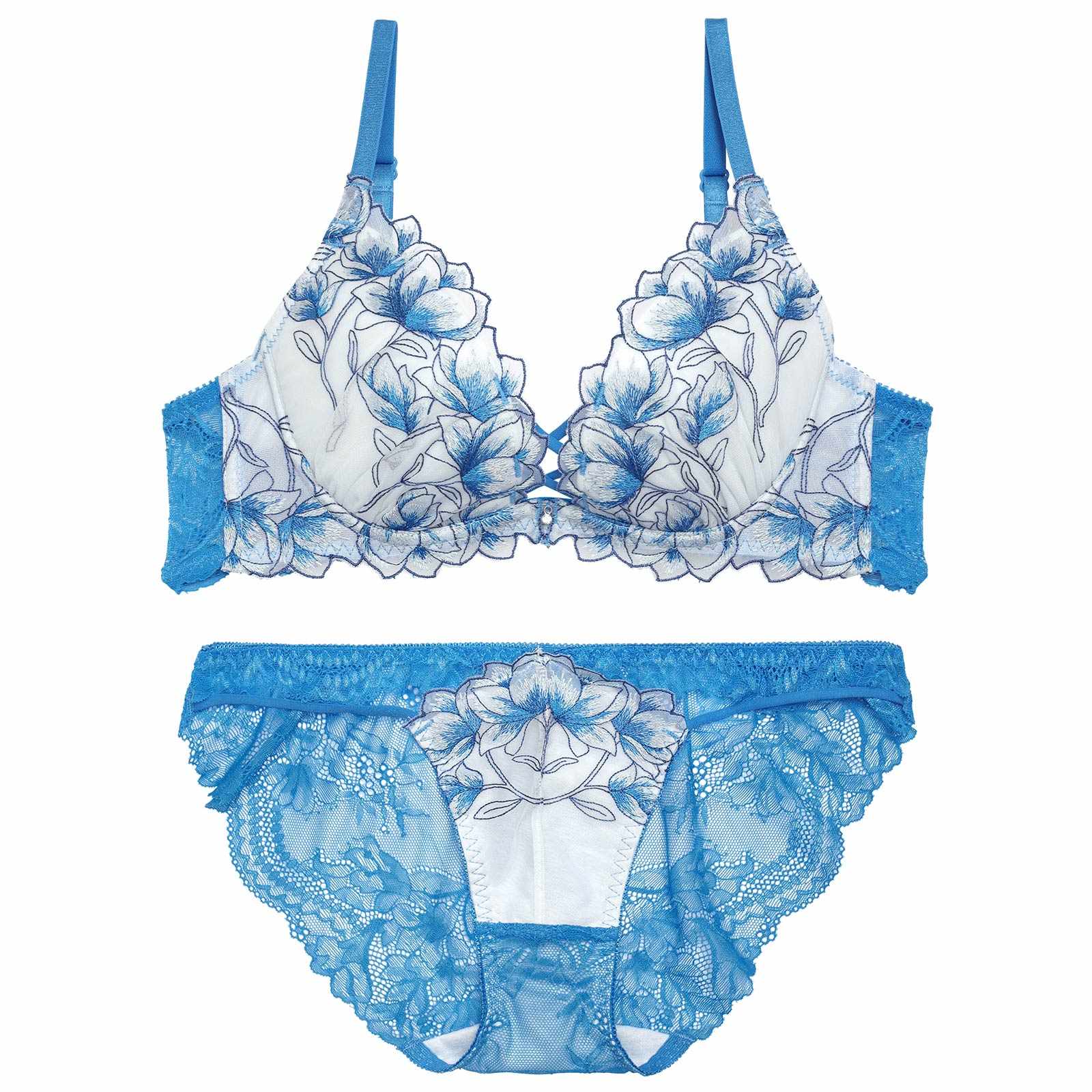 【永尾まりや着用】【Reinest】ラグジュアリーブライトペタルブラジャー&バック透けフルバックショーツ