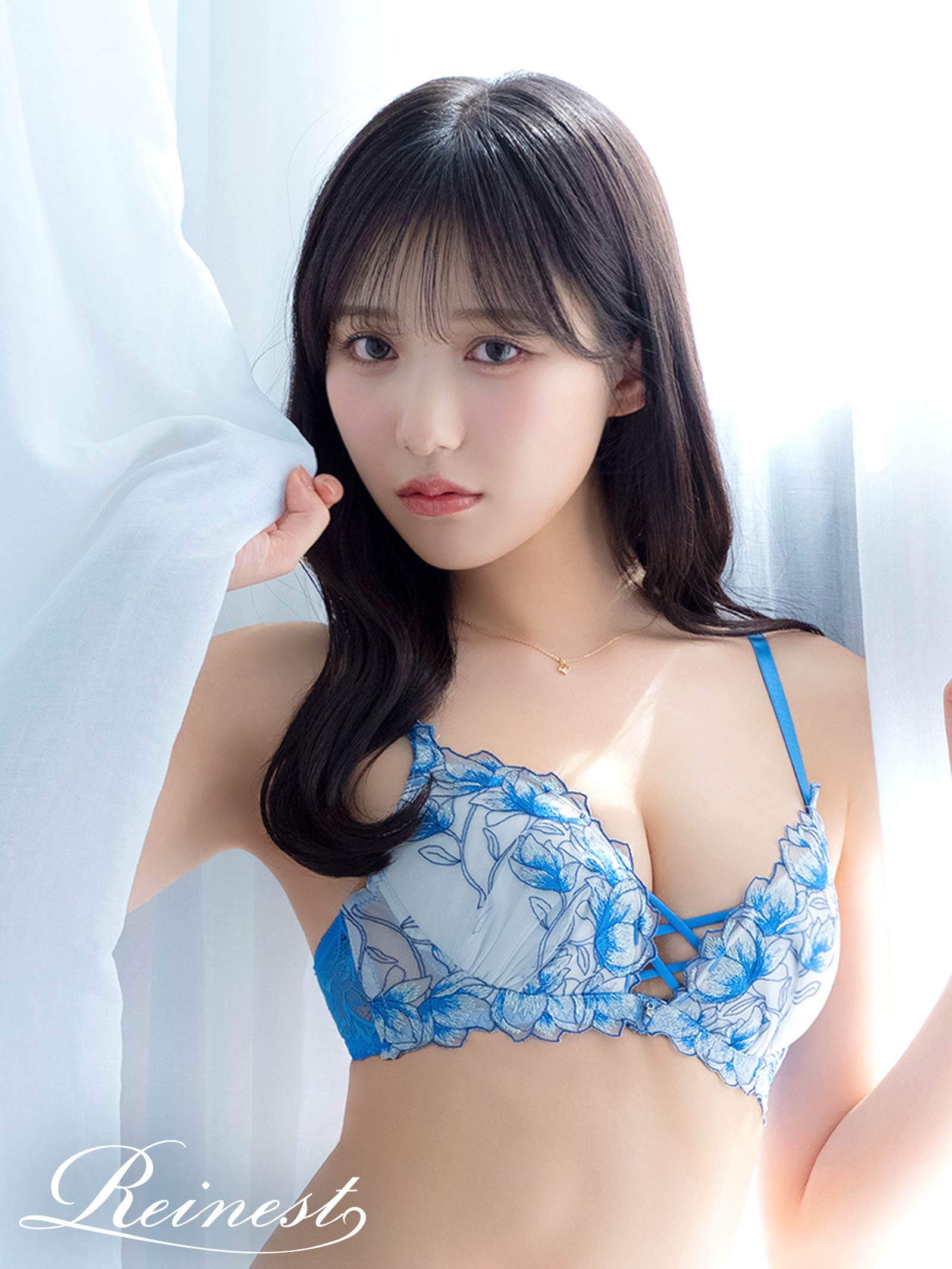 2/19新作!【永尾まりや着用】【Reinest】ラグジュアリーブライトペタルブラジャー&バック透けフルバックショーツ