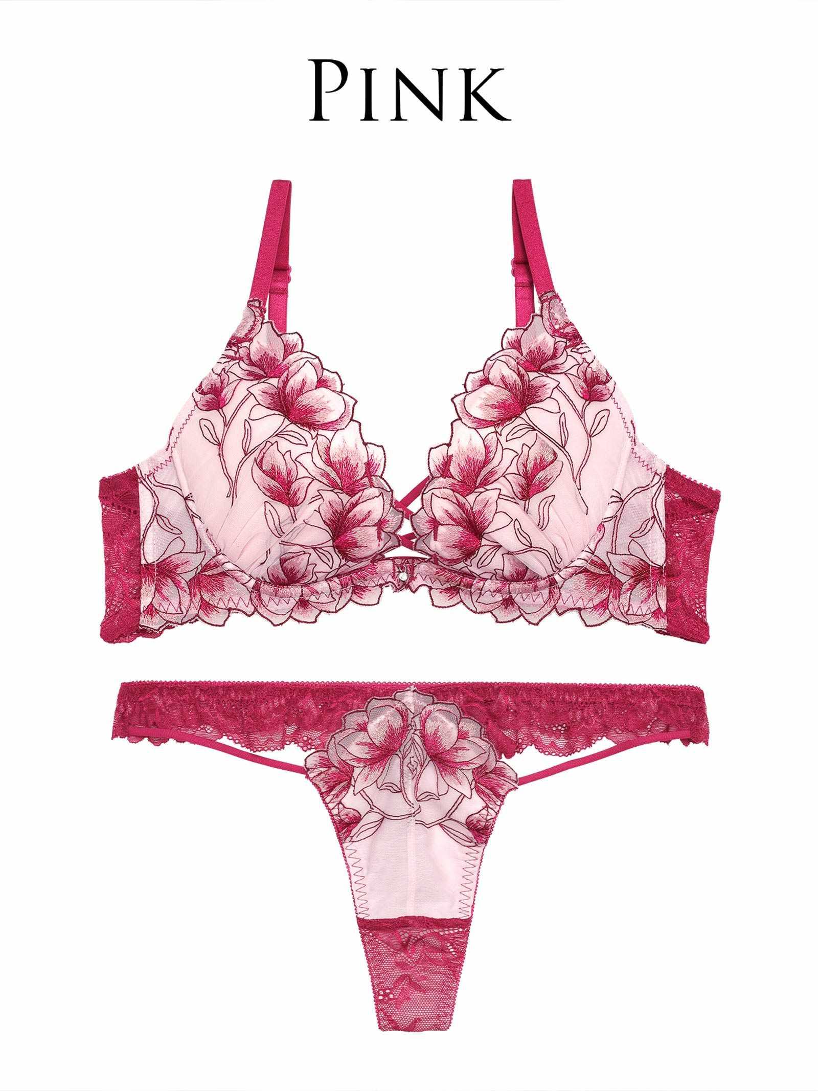 【Reinest】ラグジュアリーブライトペタルブラジャー&バック透けTバックショーツ - 【公式】247Lingerie