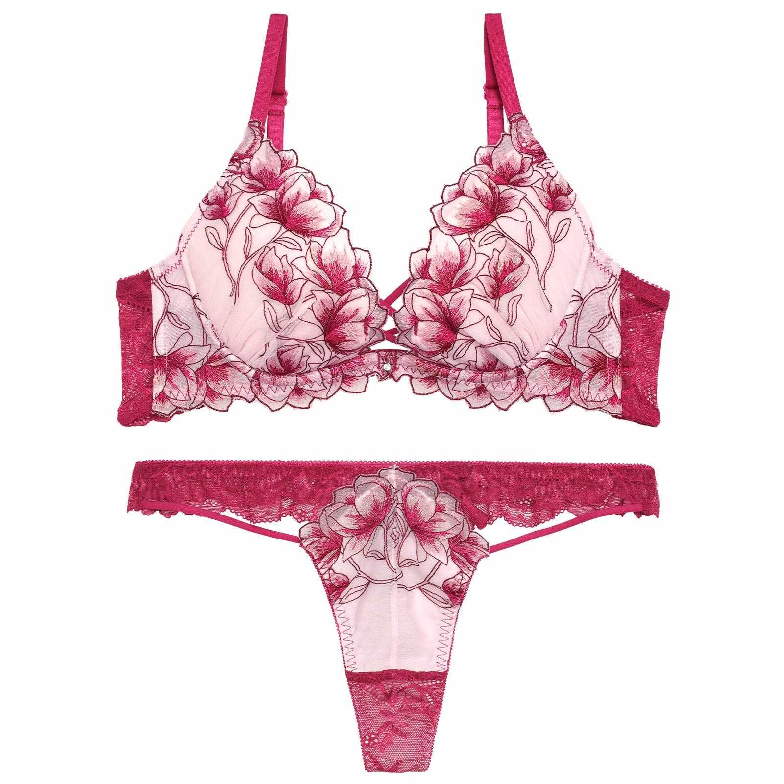 【Reinest】ラグジュアリーブライトペタルブラジャー&バック透けTバックショーツ - 【公式】247Lingerie