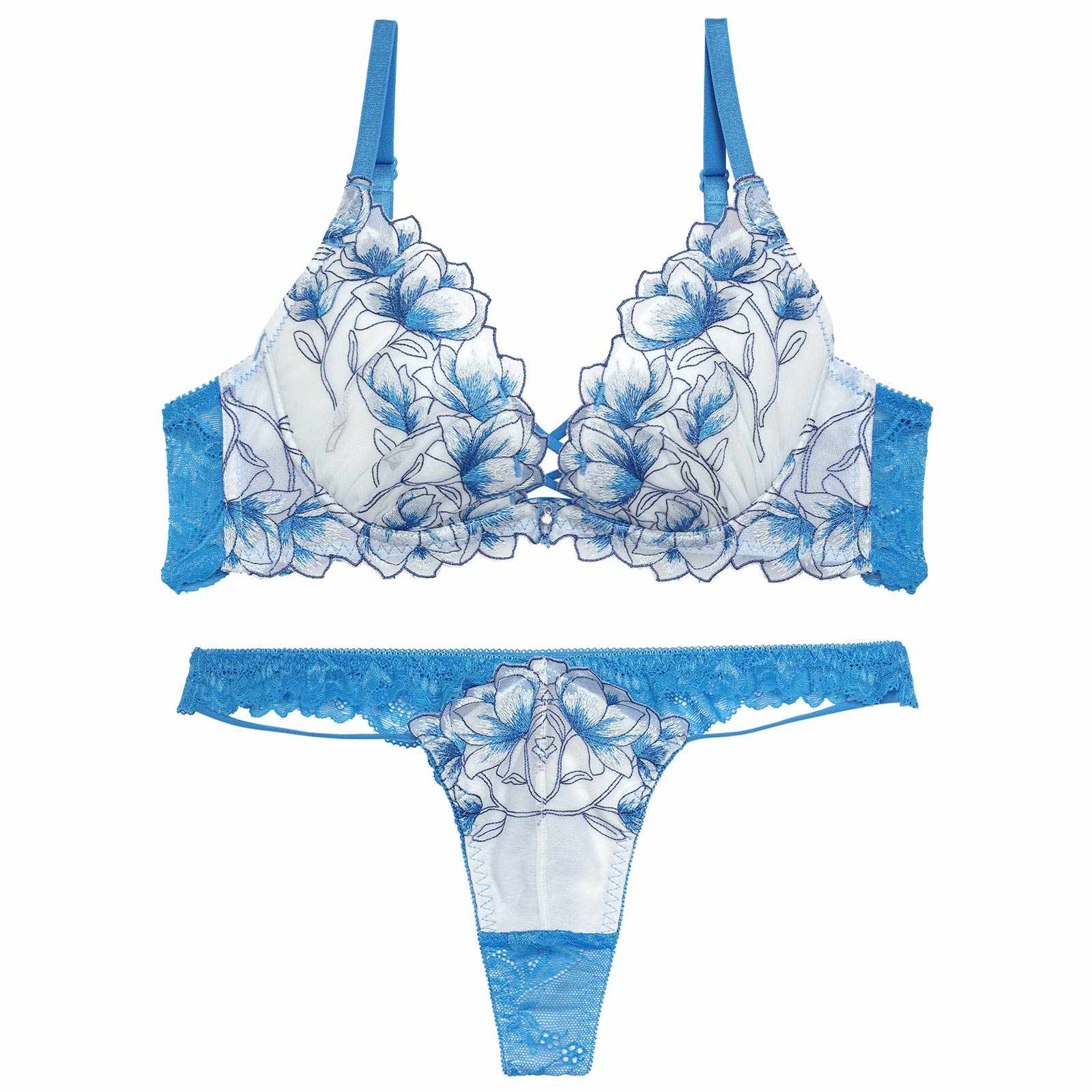 【永尾まりや着用】【Reinest】ラグジュアリーブライトペタルブラジャー&バック透けTバックショーツ