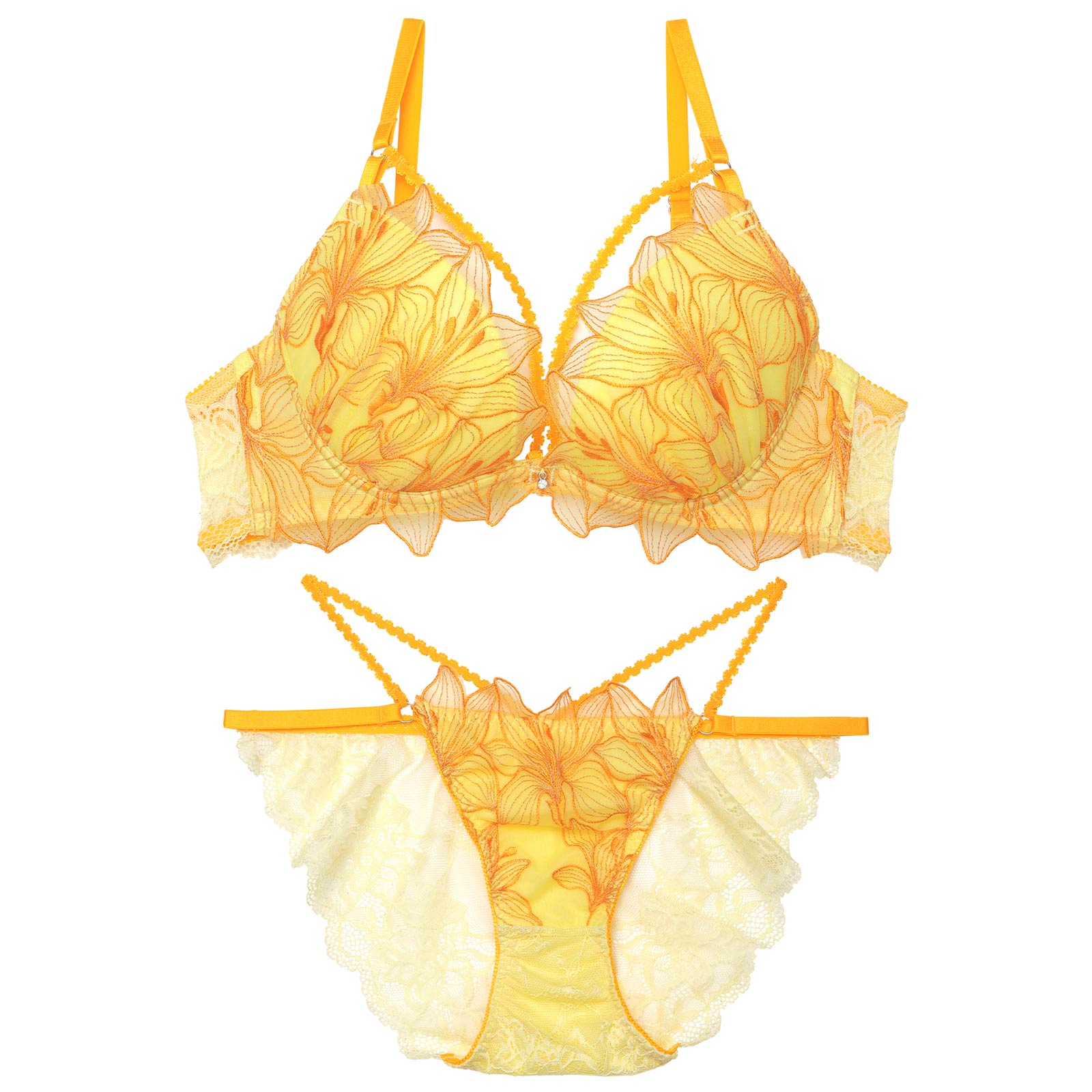 2/19再販!【Reinest】セレスティアルリリーコードブラジャー&バック透けフルバックショーツ