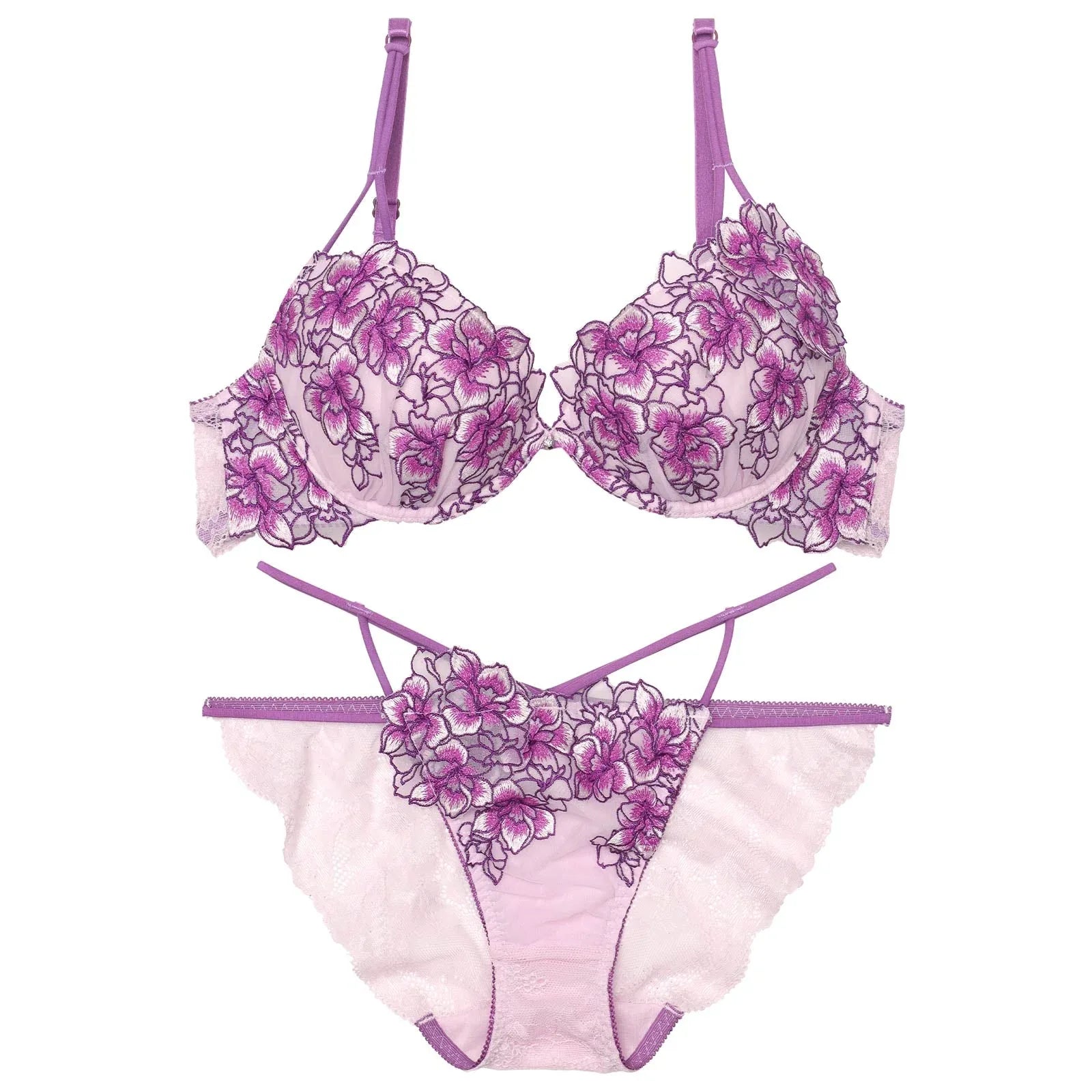 【永尾まりや着用】【Reinest】シャインブロッサムストリングブラジャー&バック透けフルバックショーツ - 【公式】247Lingerie