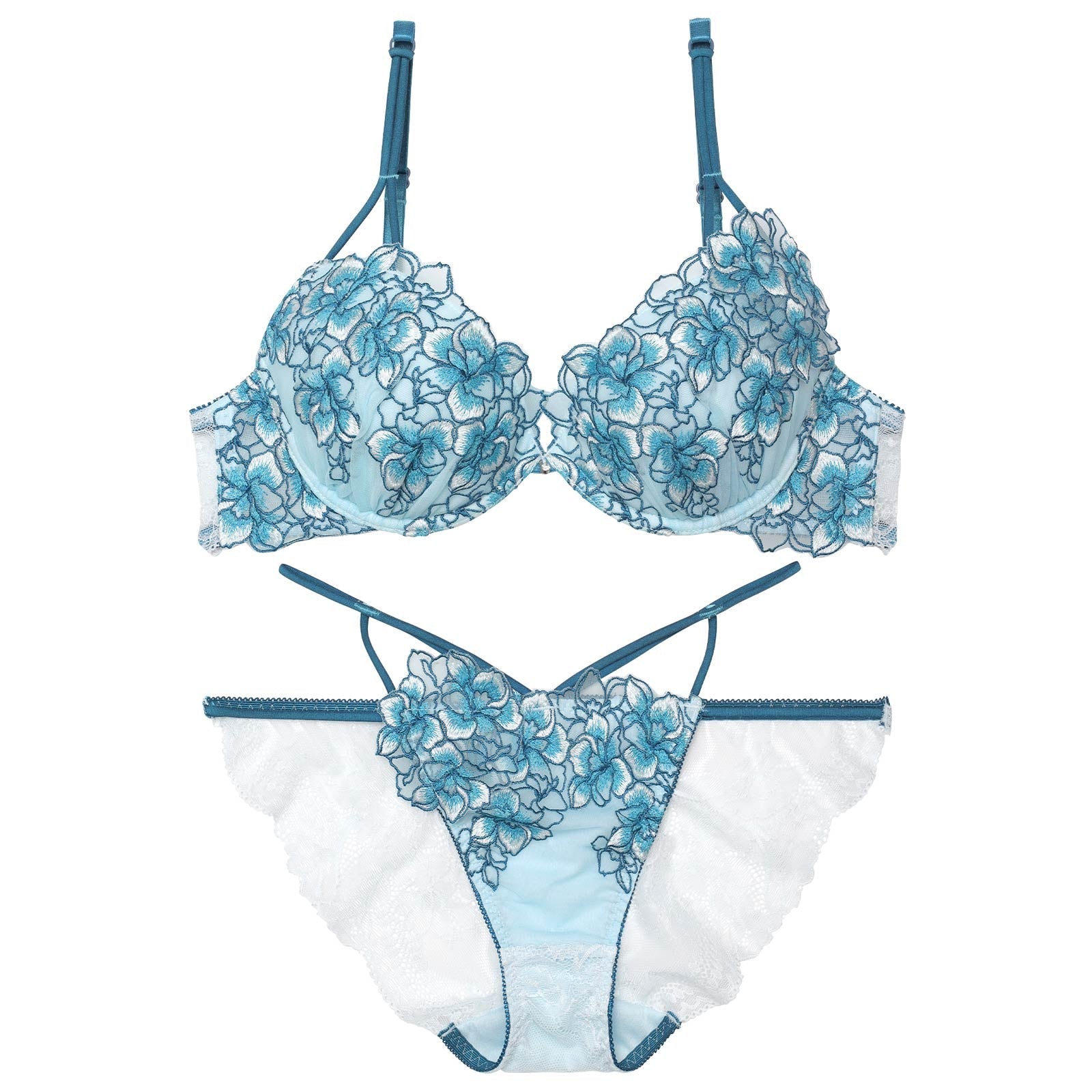 【永尾まりや着用】【Reinest】シャインブロッサムストリングブラジャー&バック透けフルバックショーツ